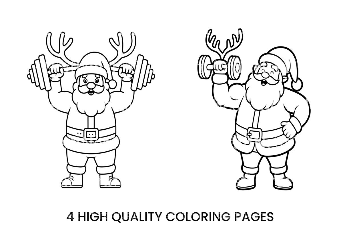 Strong Santa and Reindeer Coloring Books