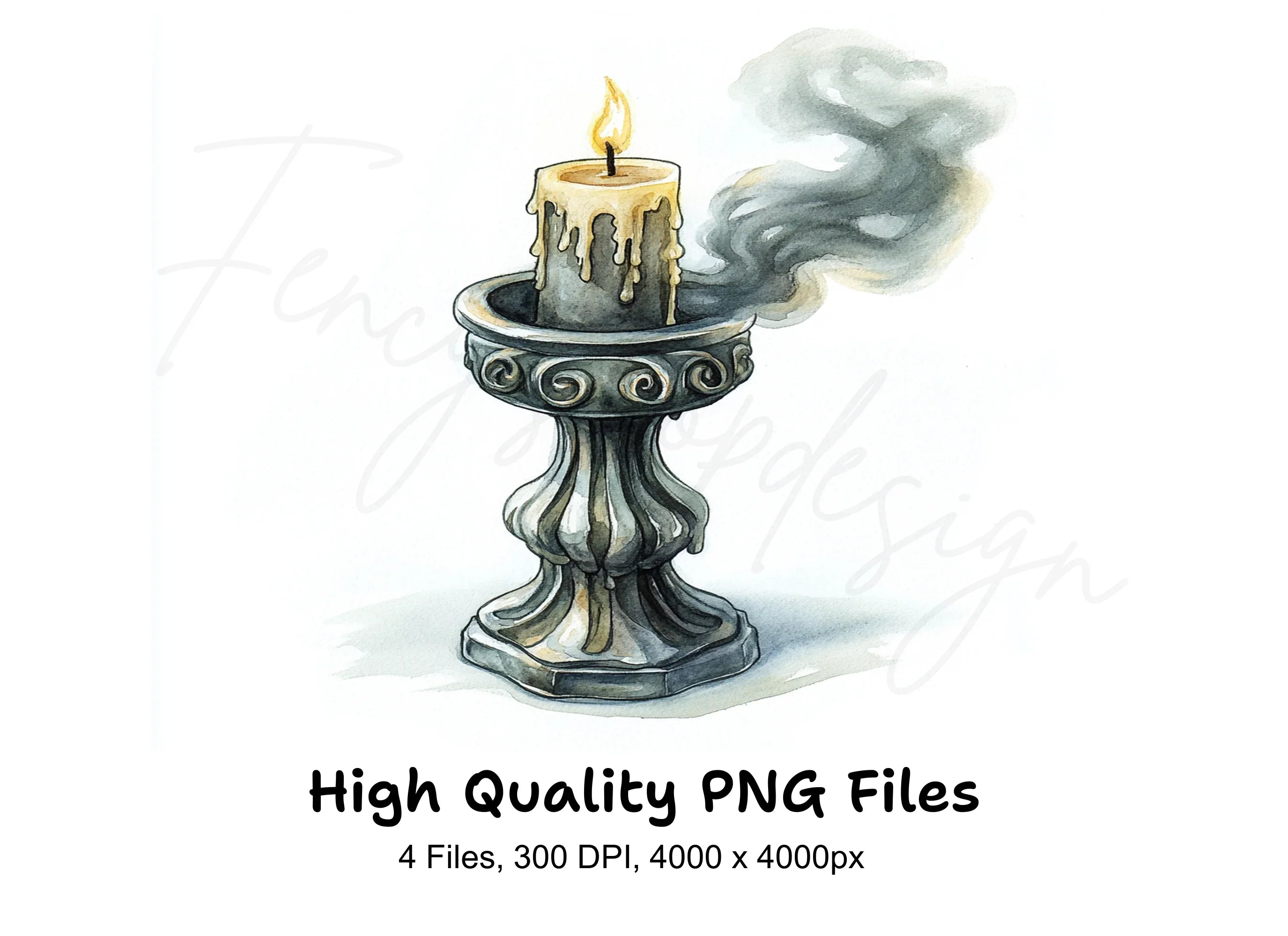 Smoky Candle Holders Clipart Bundle