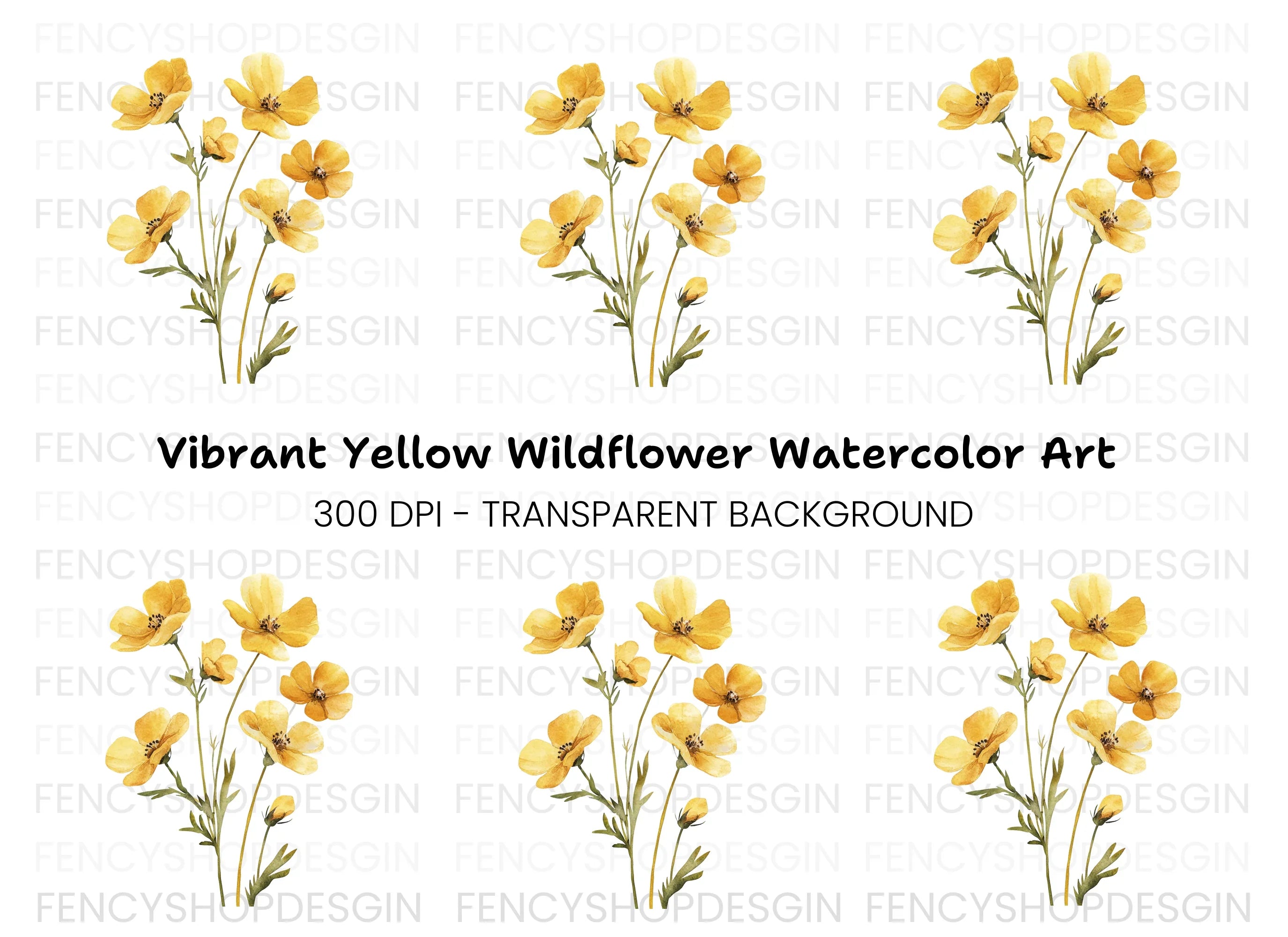 Yellow Wildflowers Clipart Bundle