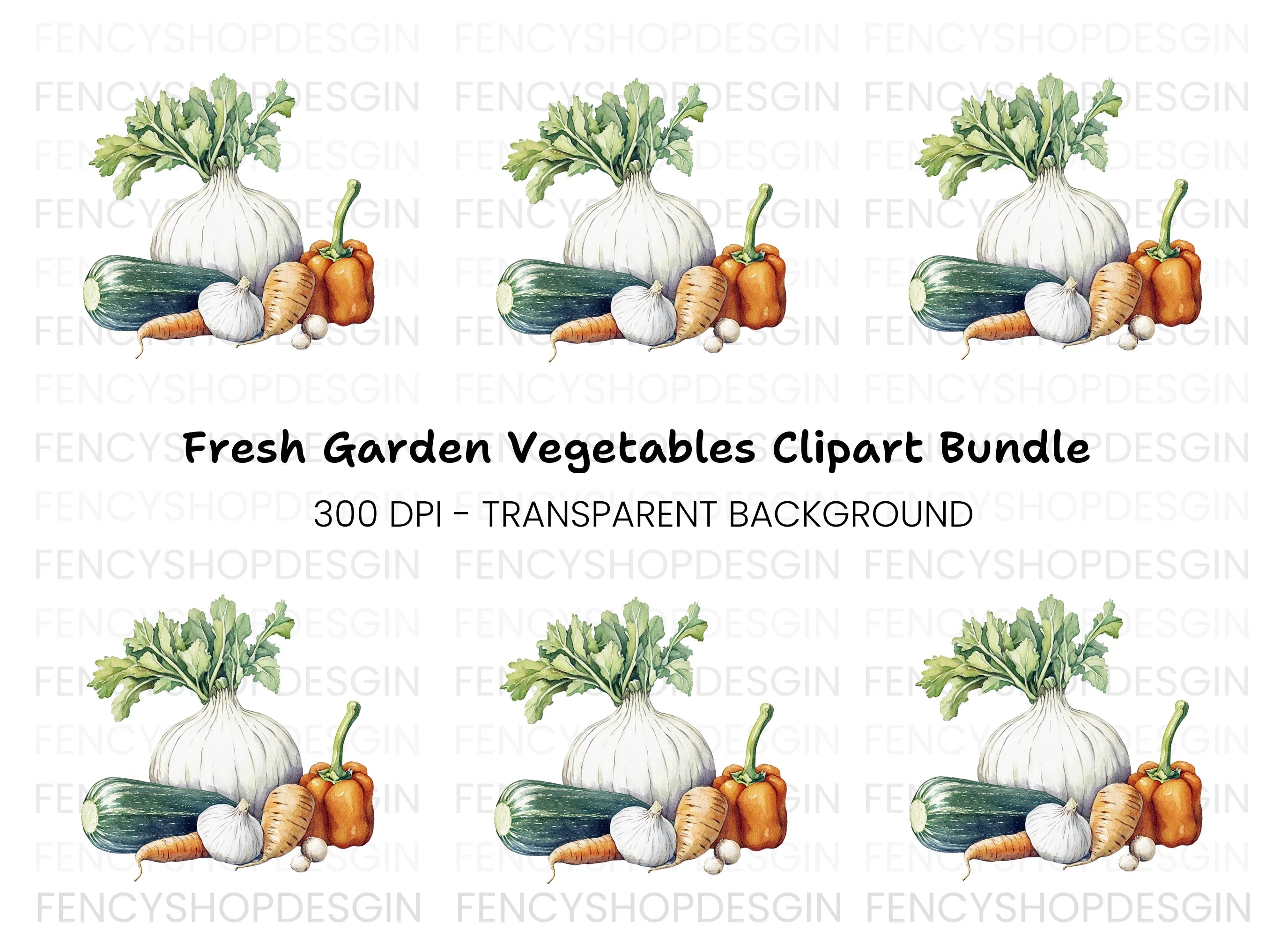 Fresh Garden Vegetables Clipart Bundle