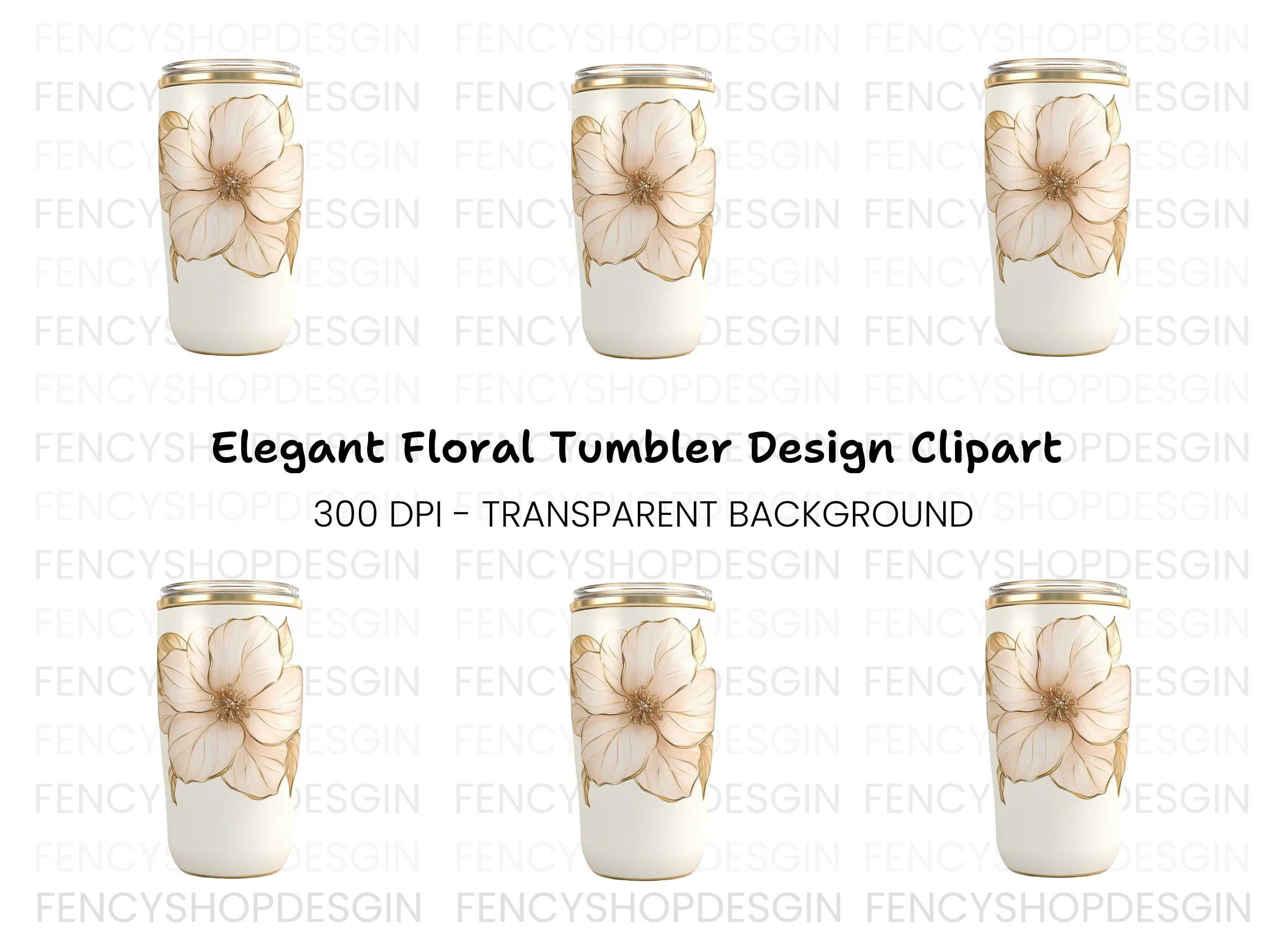 Elegant Floral Tumbler Clipart Bundle