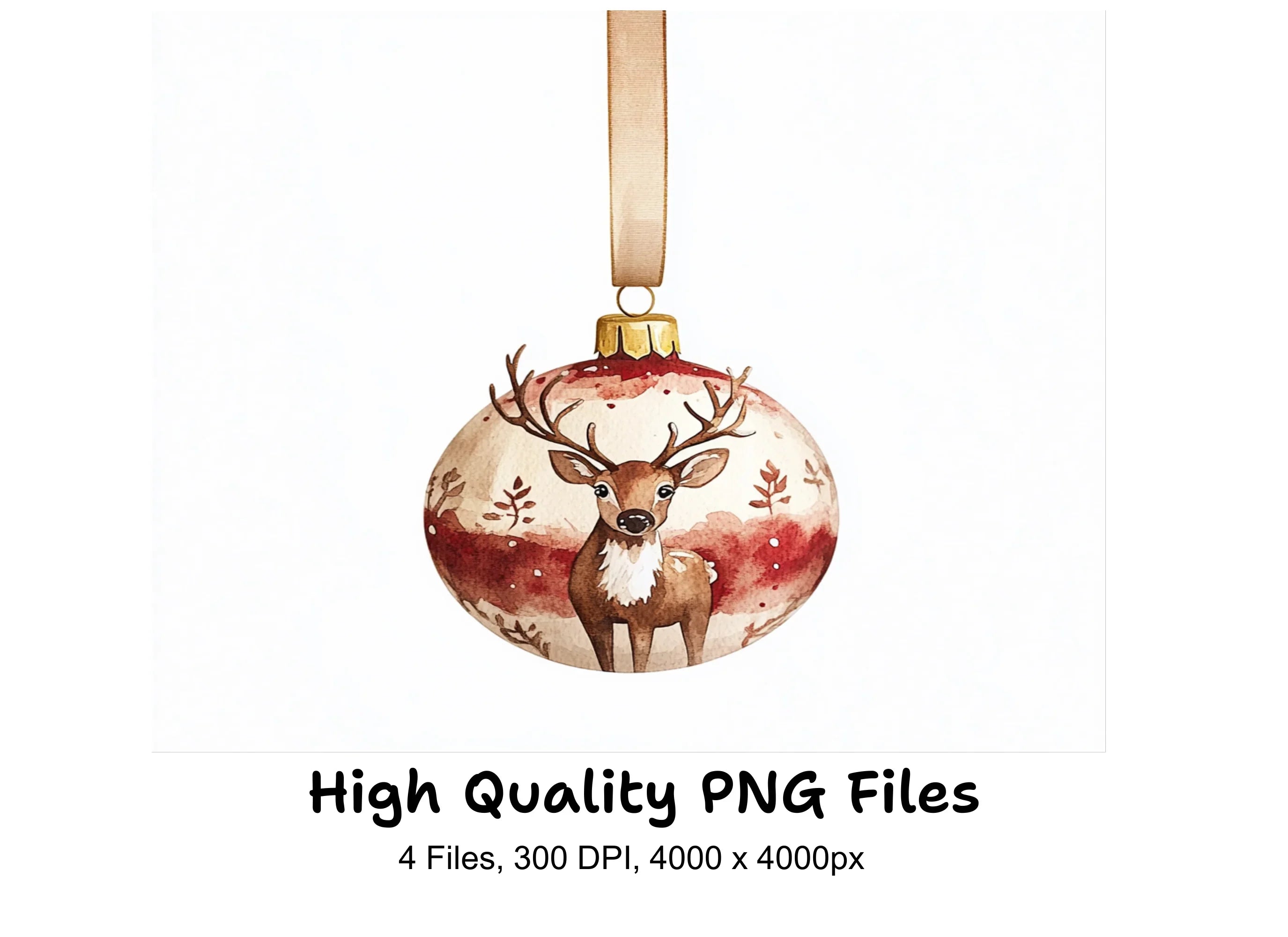 Christmas Reindeer Ornaments Clipart Bundle
