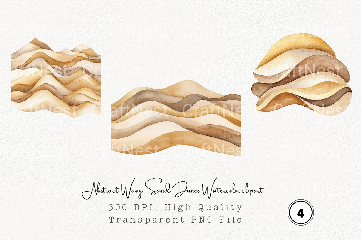 Abstract Wavy Sand Dunes Clipart Bundle