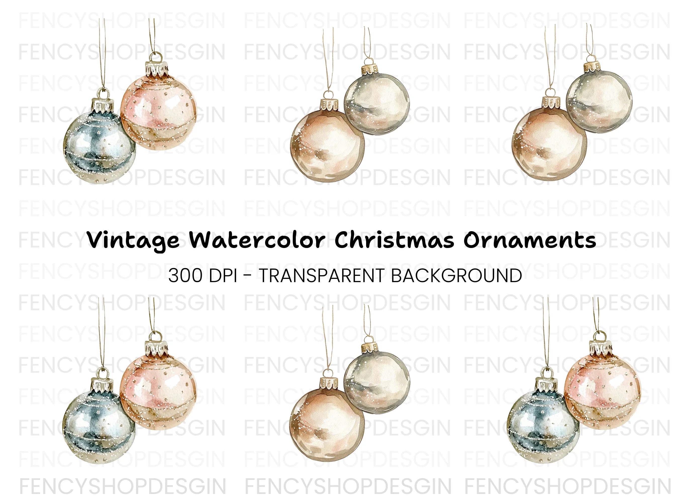 Christmas Ornaments Clipart Bundle