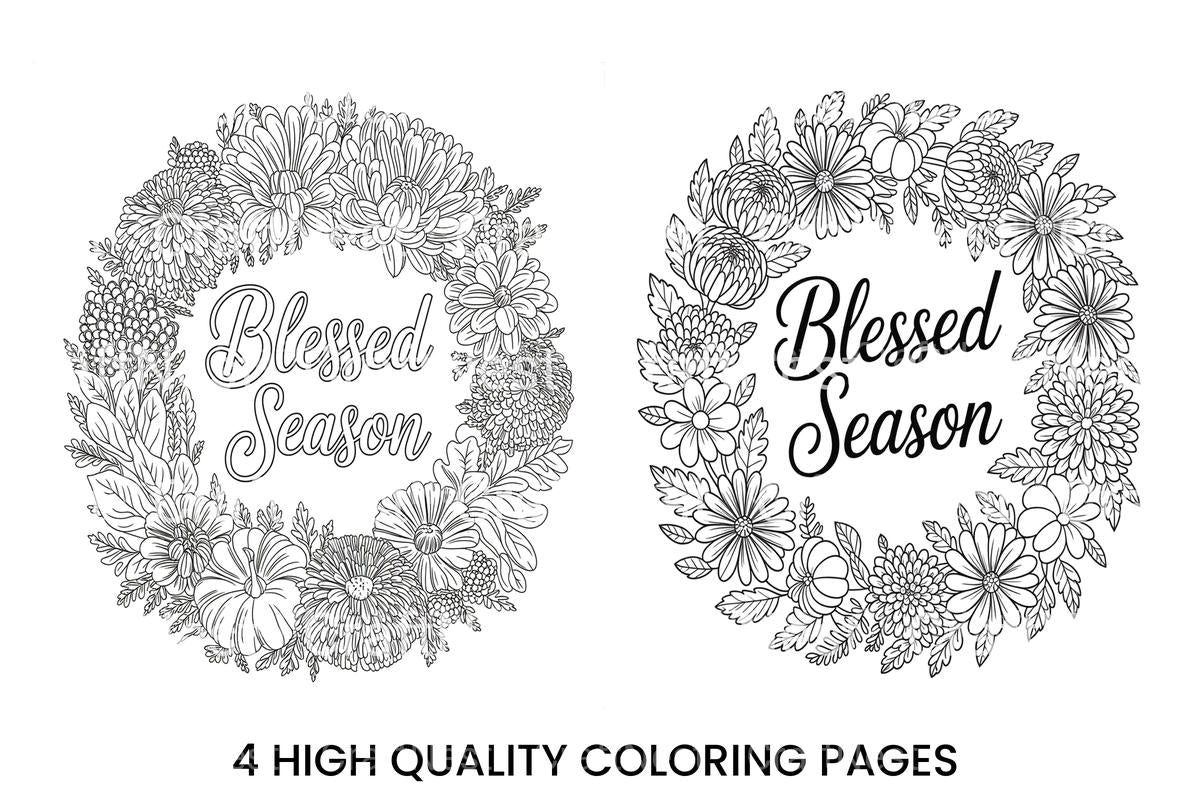 Harvest Blessed Season Wreaths Coloring Books
