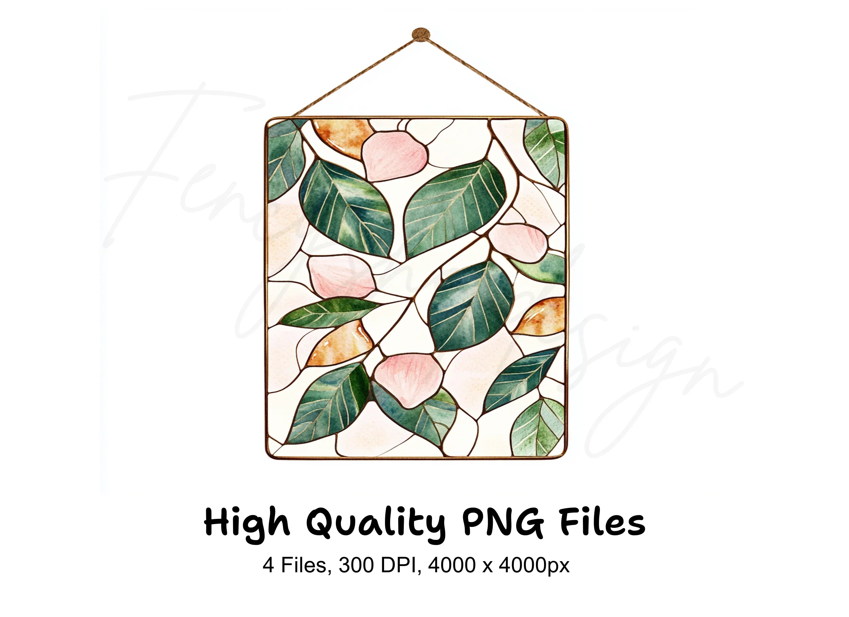 Stained Glass Botanical Clipart Bundle