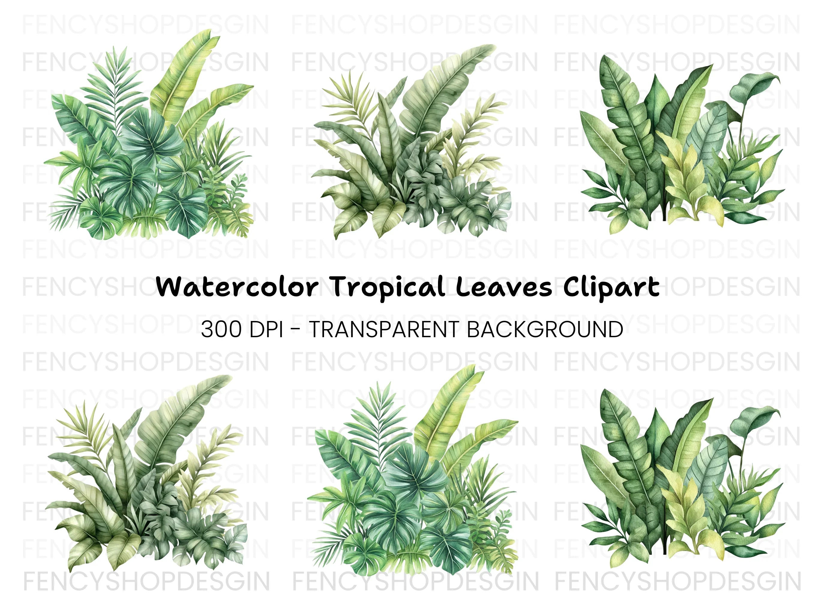 Tropical Leaves Clipart Bundle