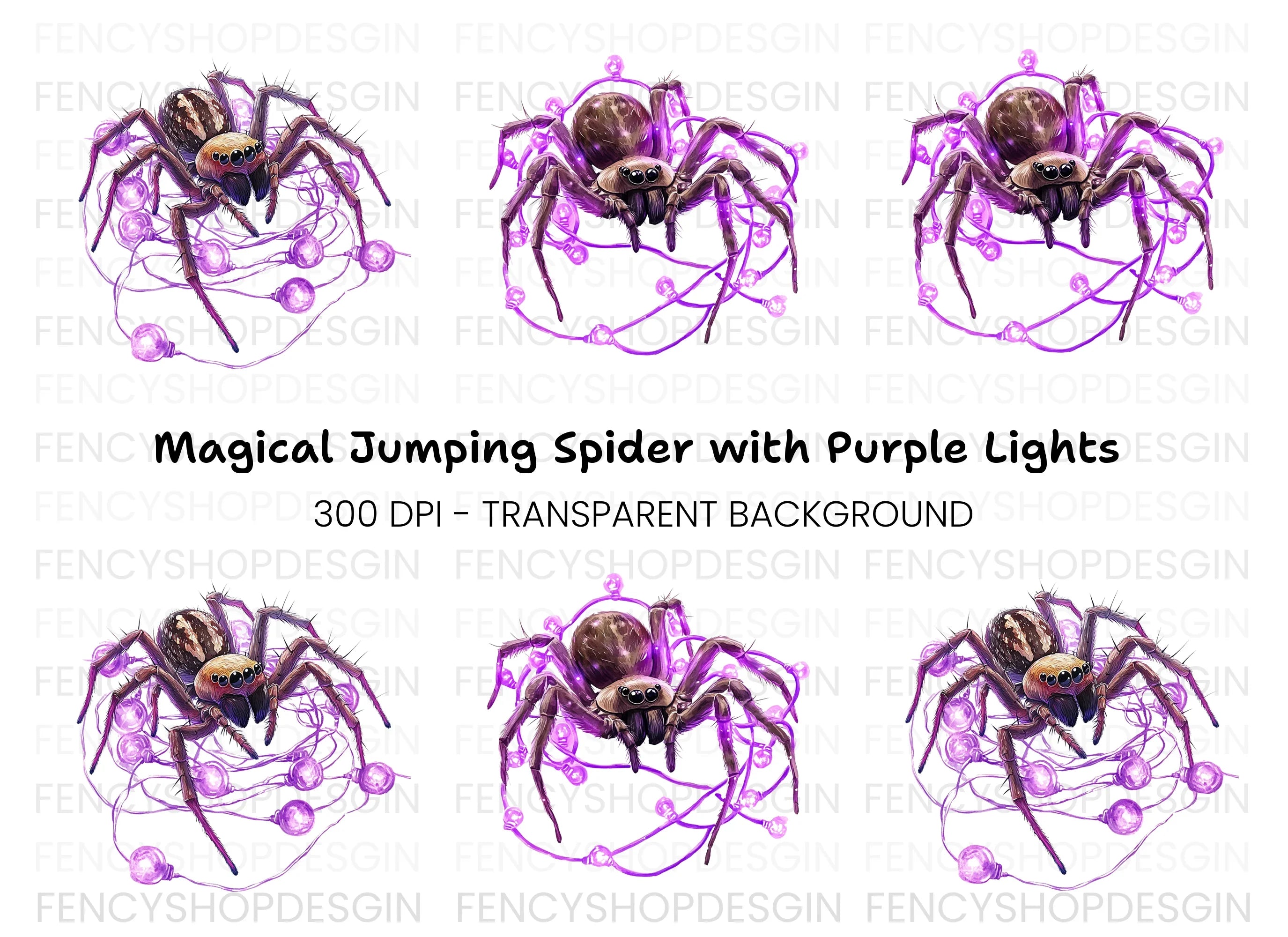 Jumping Spider with Purple Lights Clipart Bundle