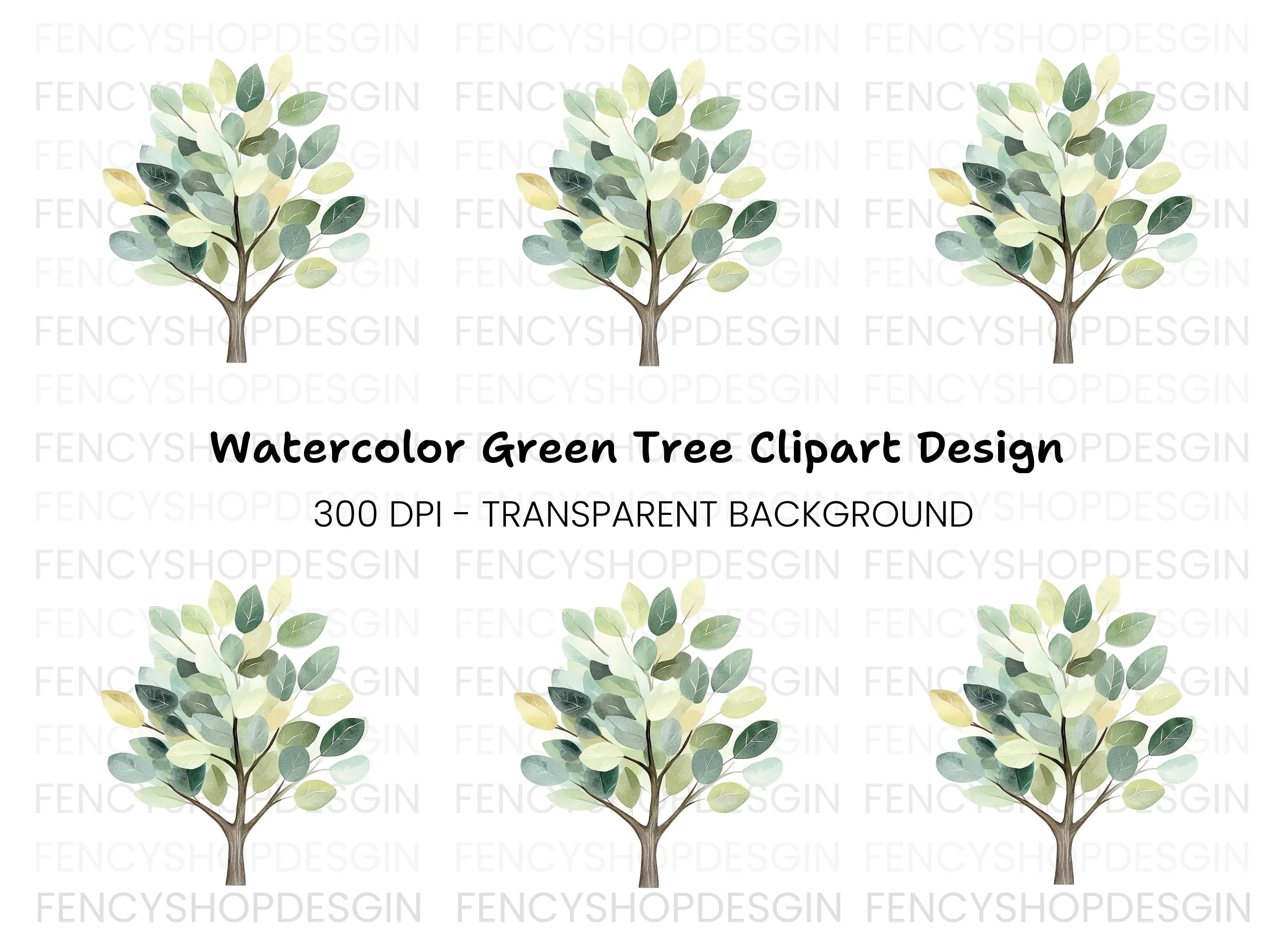 Green Tree Clipart Bundle