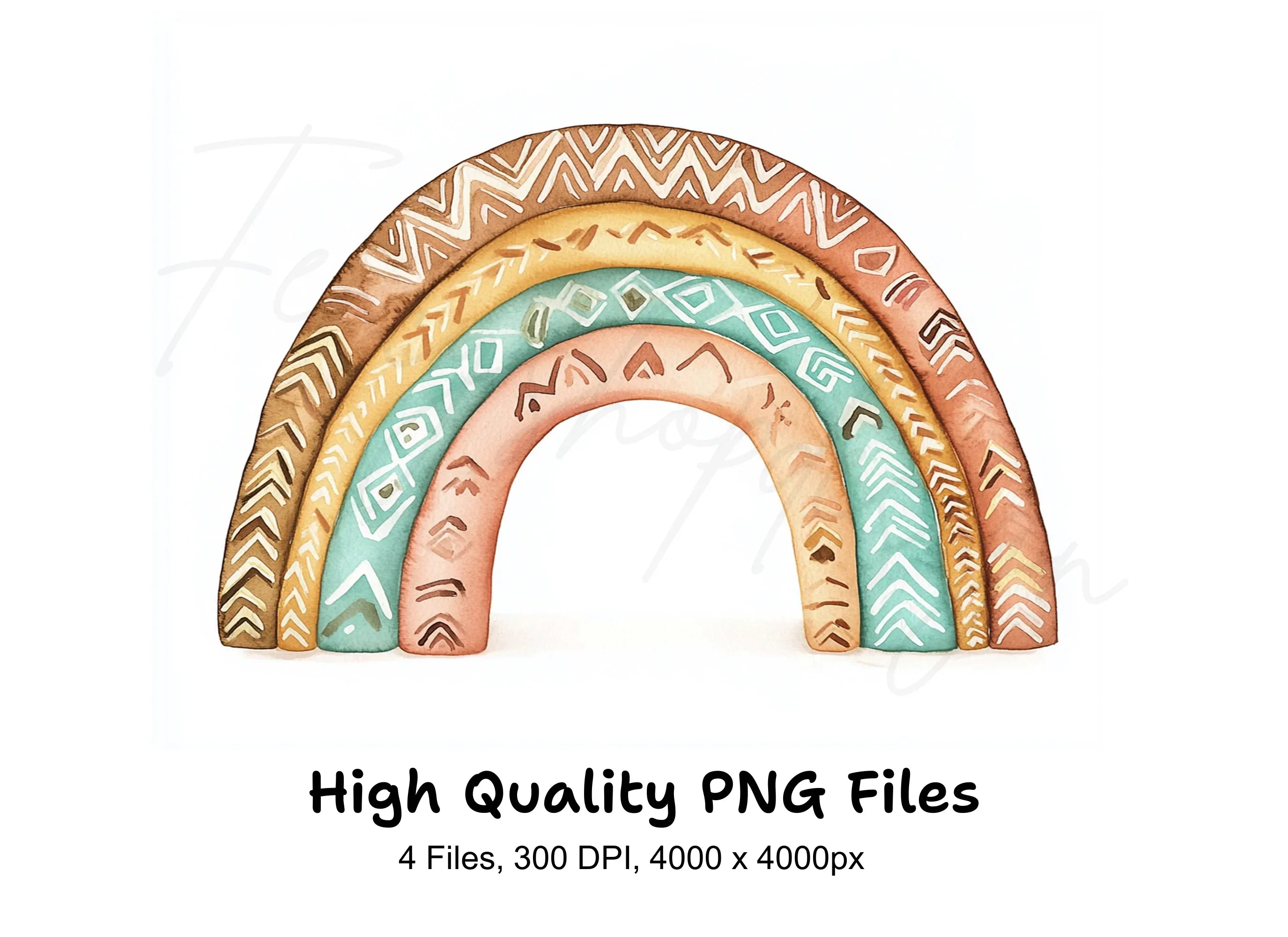 Boho Rainbow Clipart Bundle