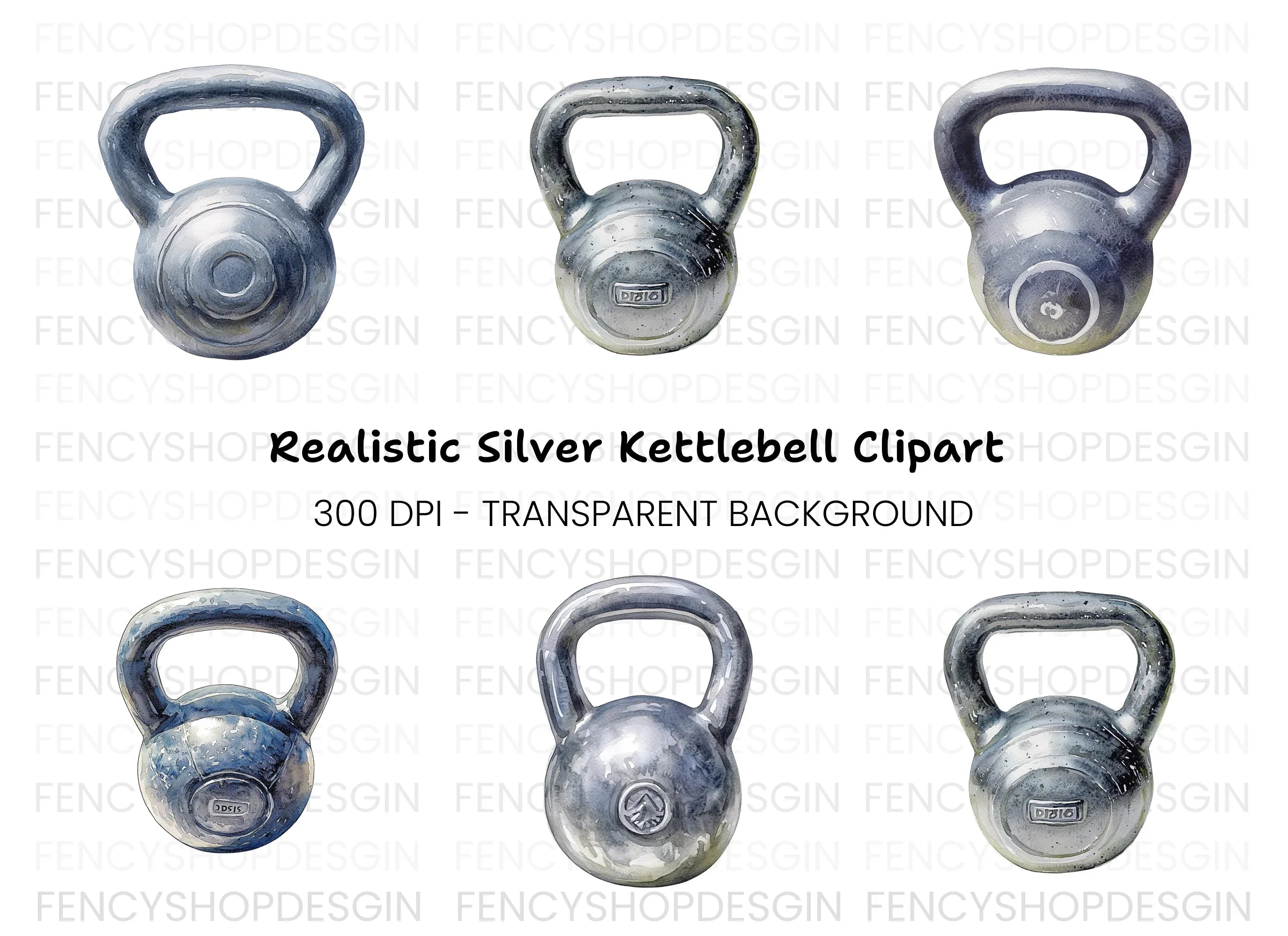 Kettlebell Fitness Clipart Bundle