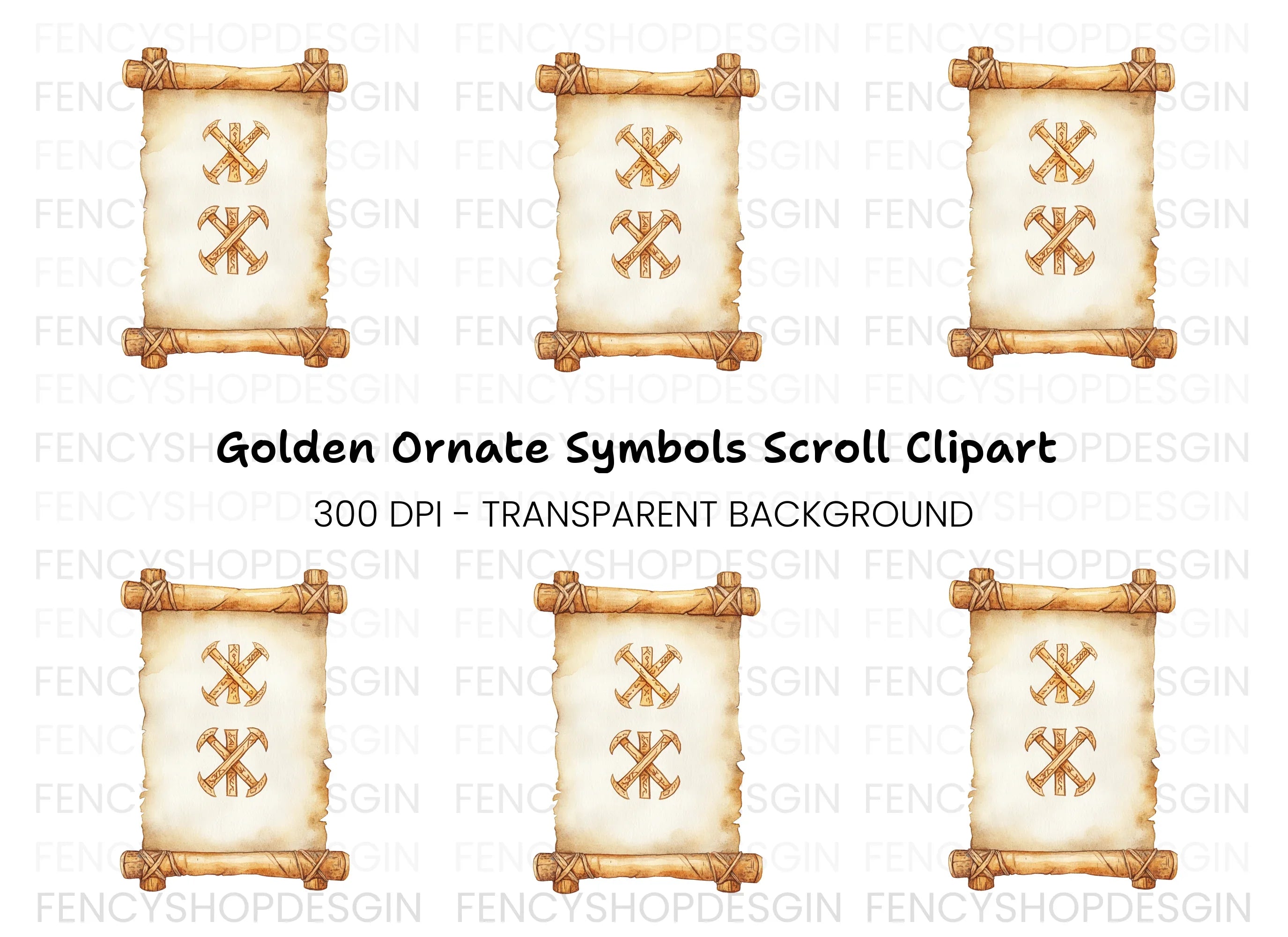 Tribal Symbols Rustic Scroll Clipart Bundle