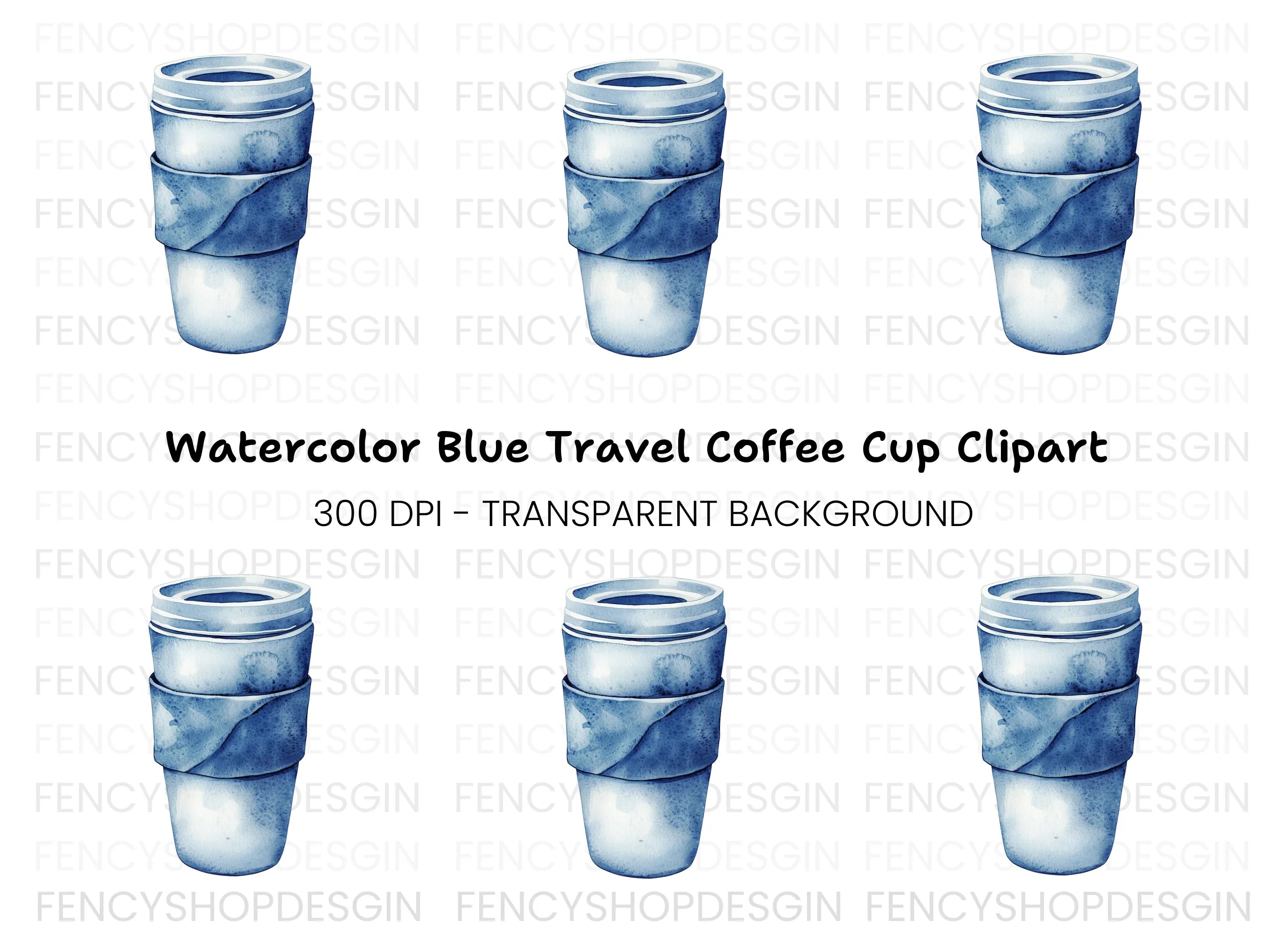 Blue Coffee Cup Clipart Bundle