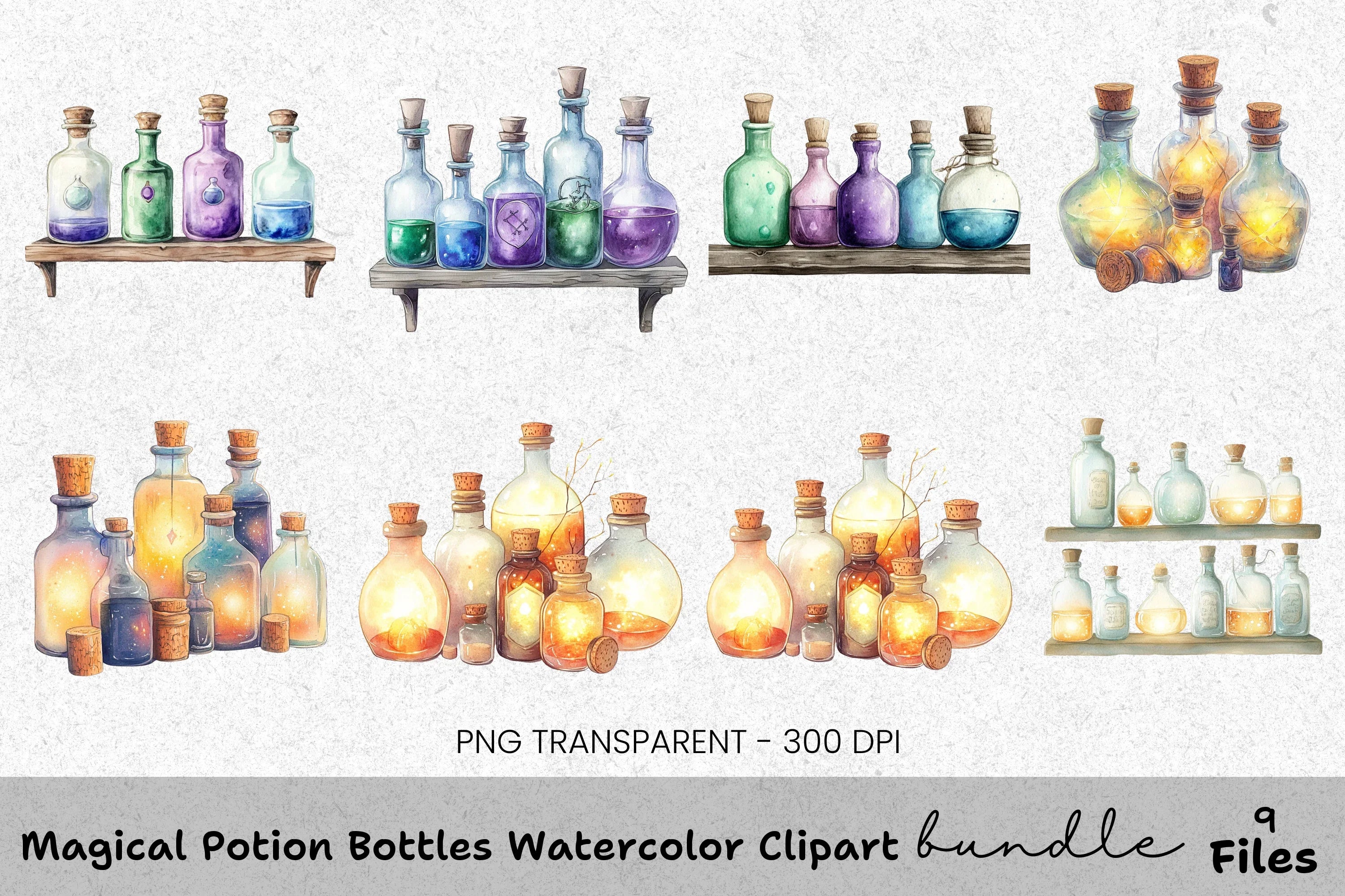 Magical Potion Bottles Clipart Bundle