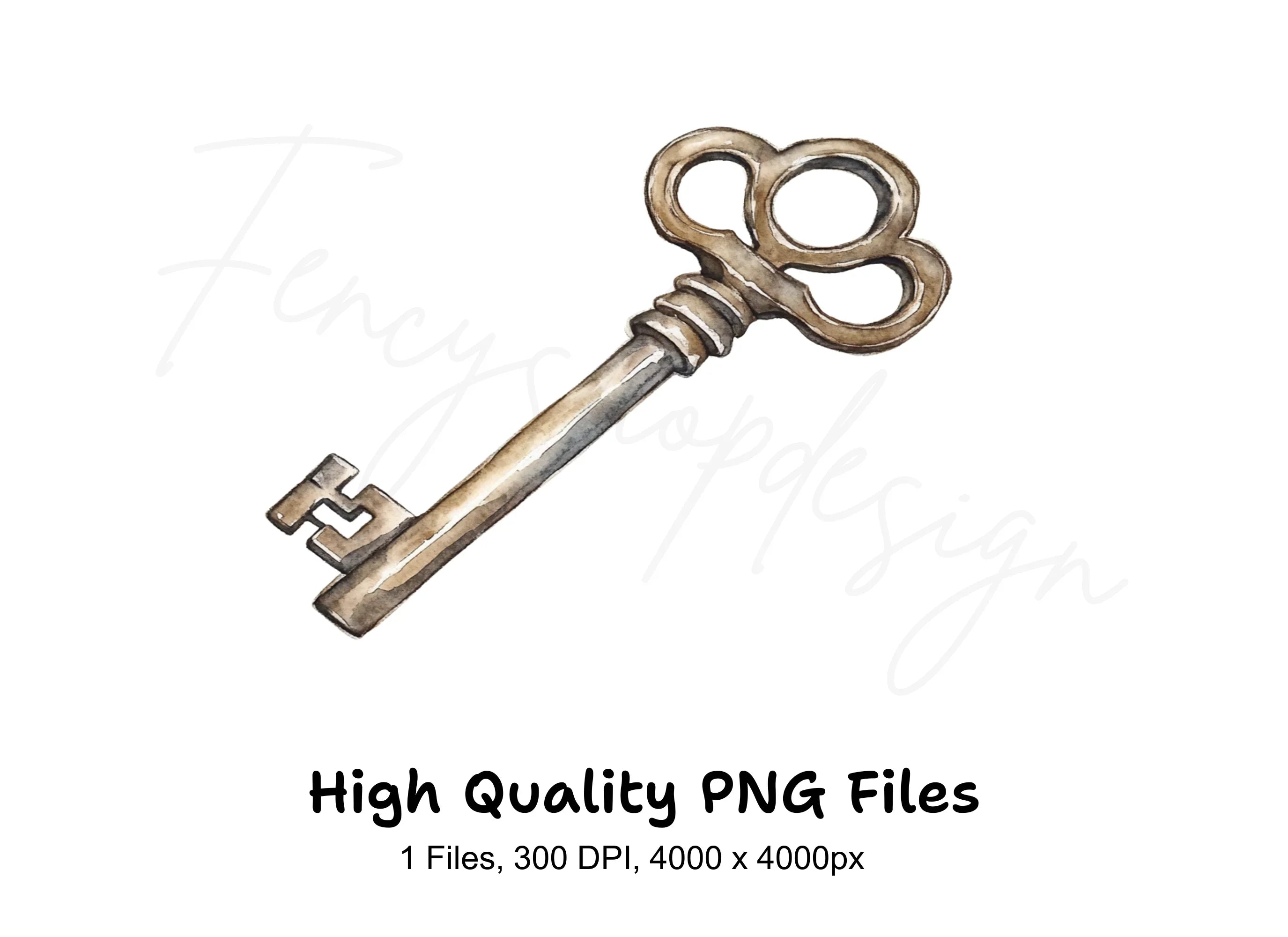 Vintage Skeleton Key Clipart Bundle