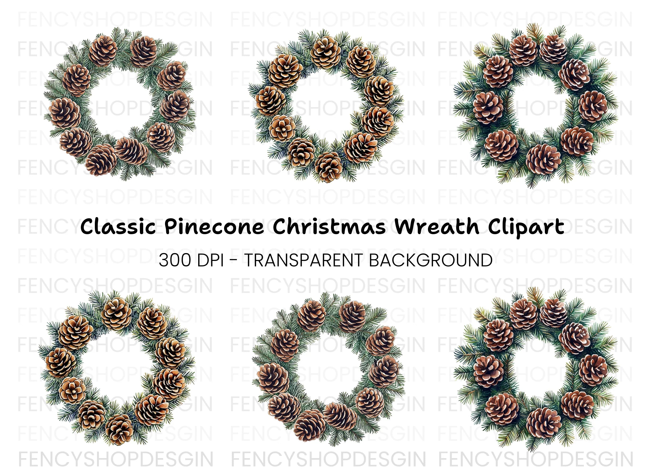 Pinecone Wreaths Clipart Bundle
