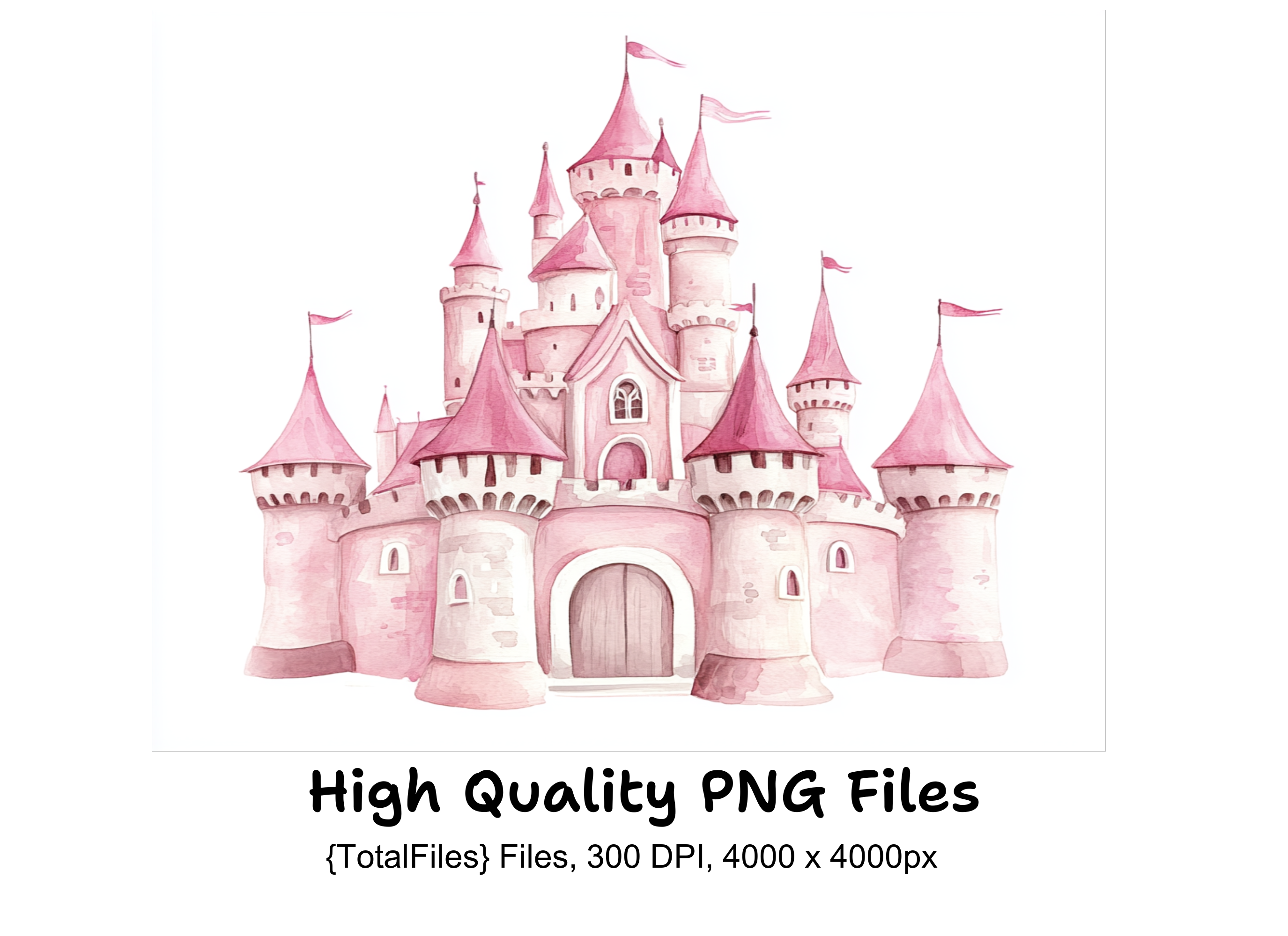 Pink Princess Castle Clipart Bundle
