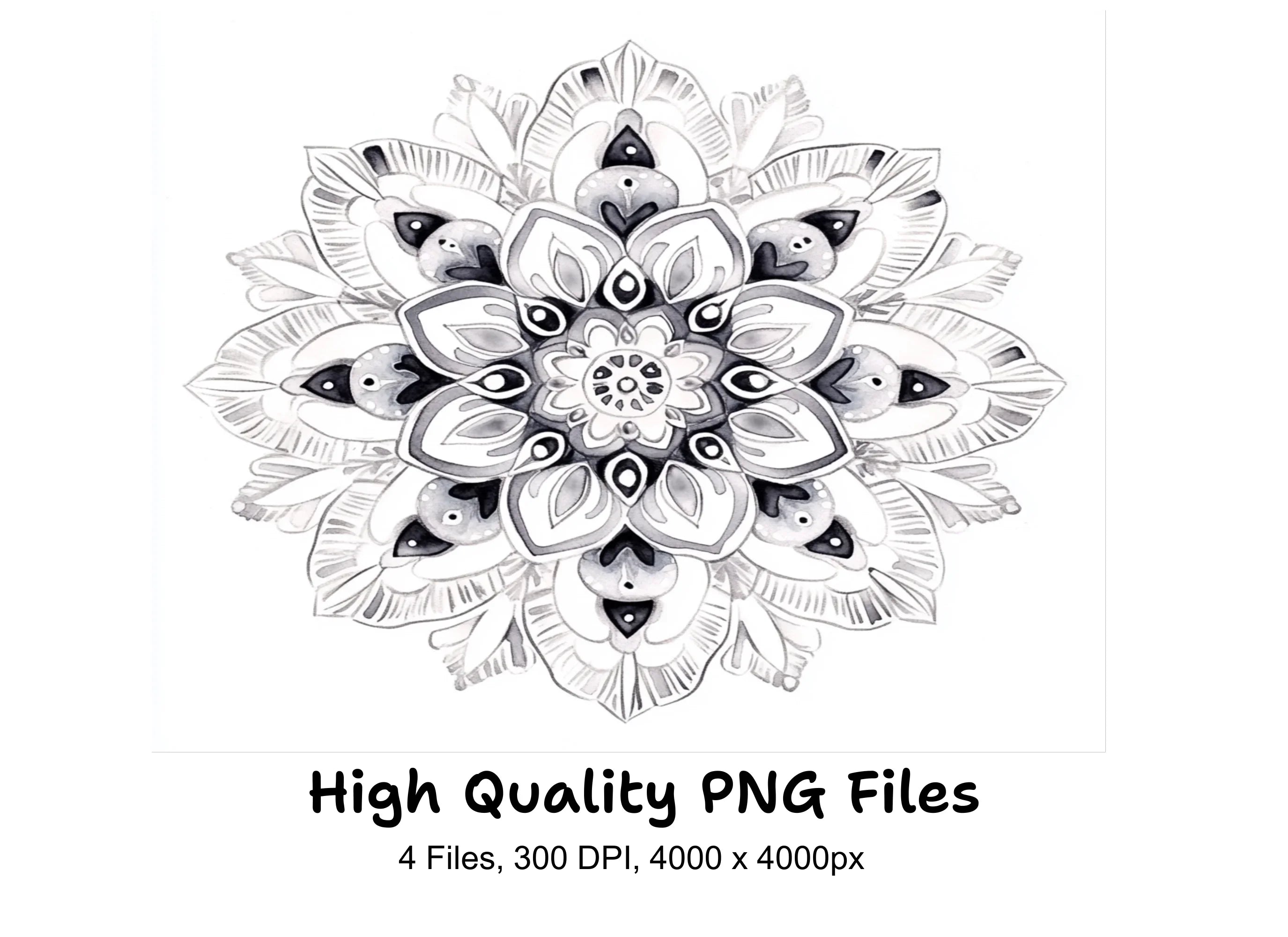 Elegant Monochrome Mandala Clipart Bundle