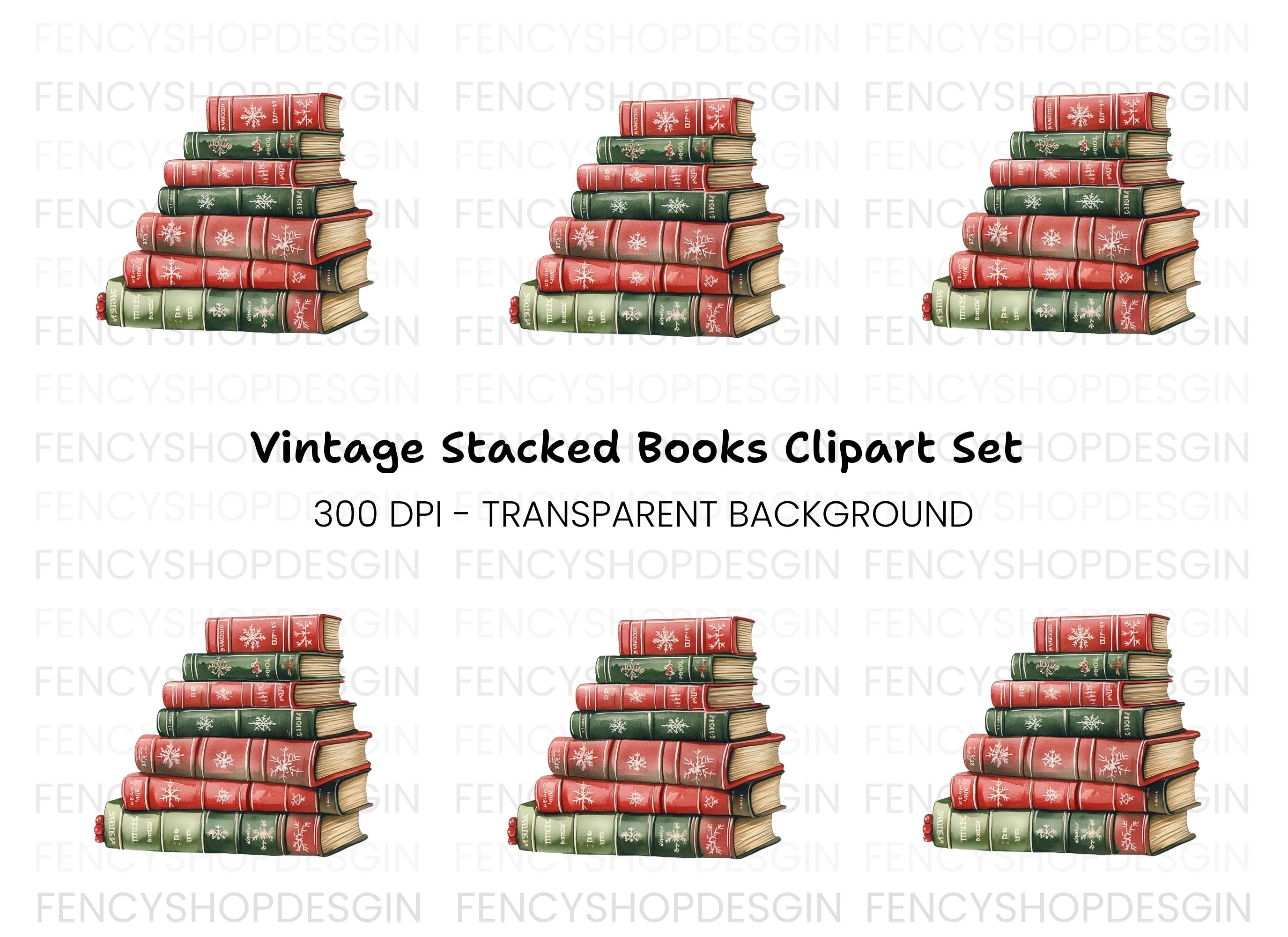Christmas Books Stack Clipart Bundle