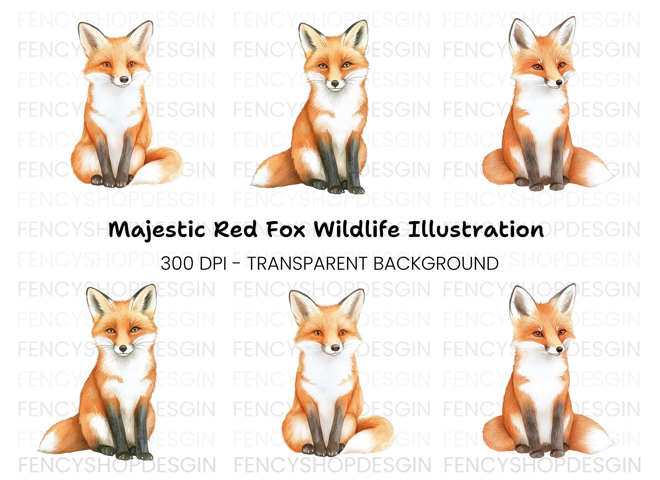 Cute Red Fox Clipart Bundle
