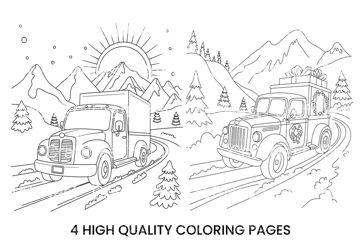 Christmas Truck Mountain Road Coloring Books