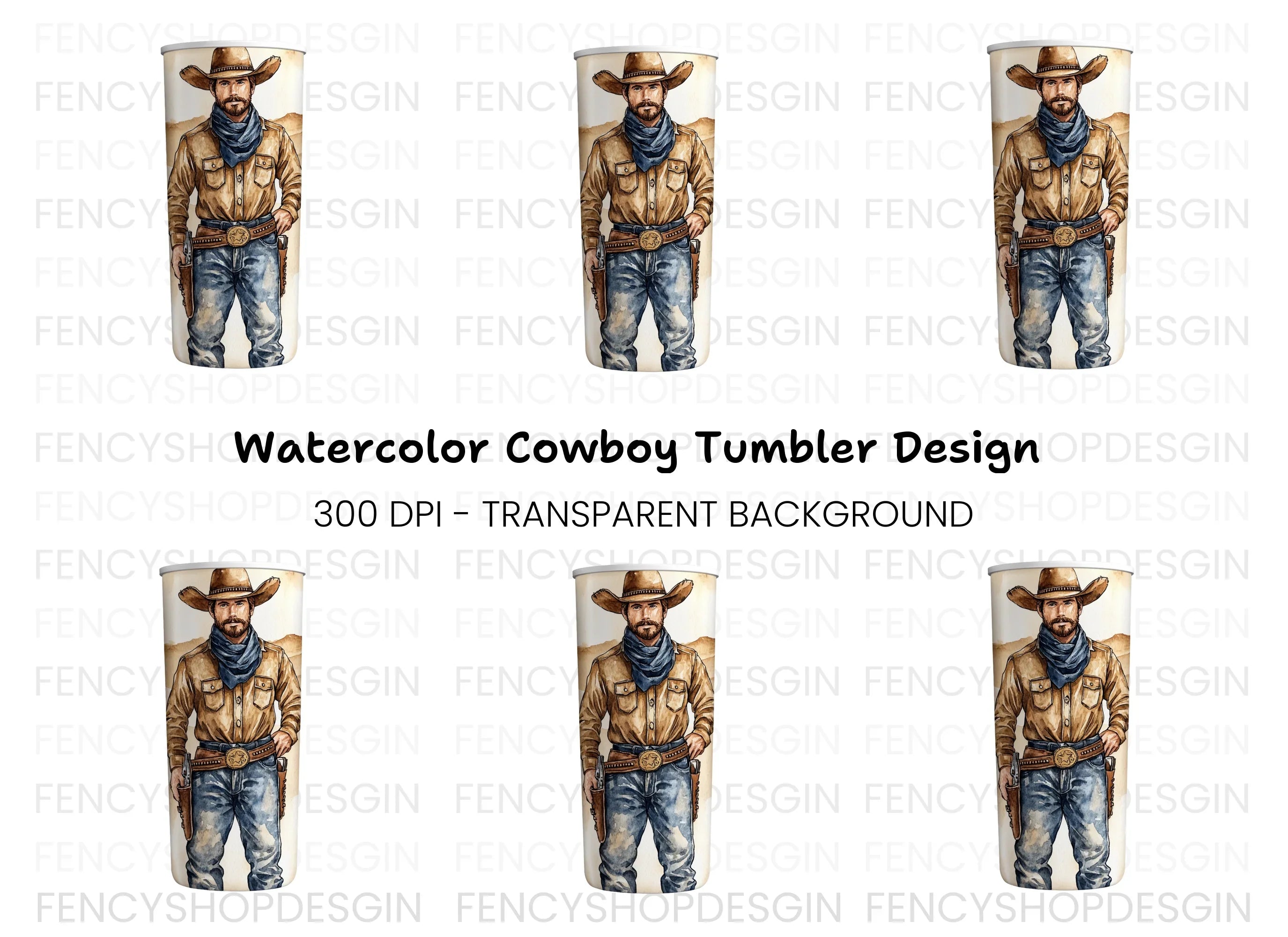 Western Cowboy Tumbler Clipart Bundle