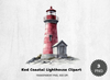Red Coastal Lighthouse Clipart Bundle