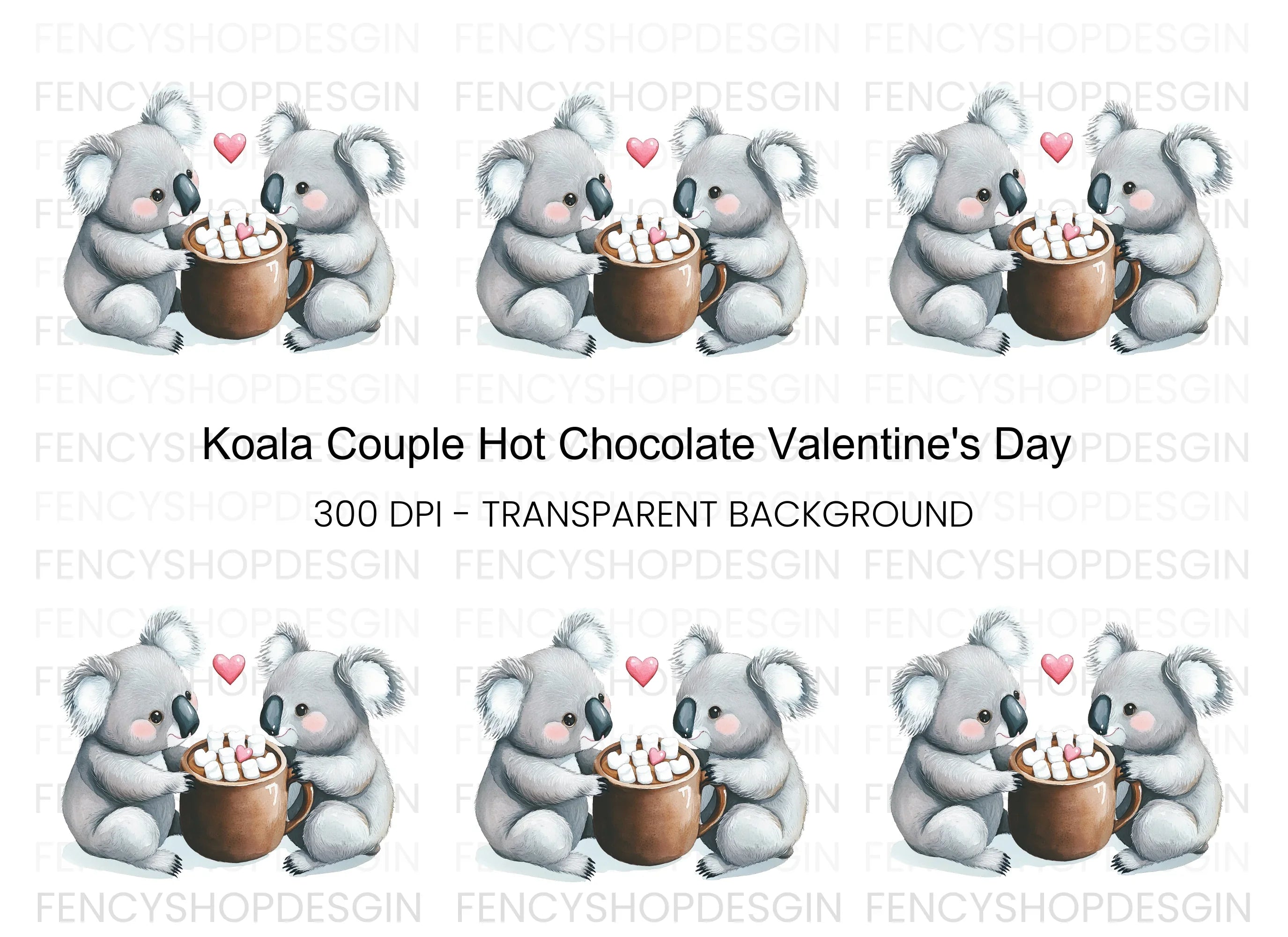 Sweet Koalas Sharing Hot Chocolate Clipart Bundle