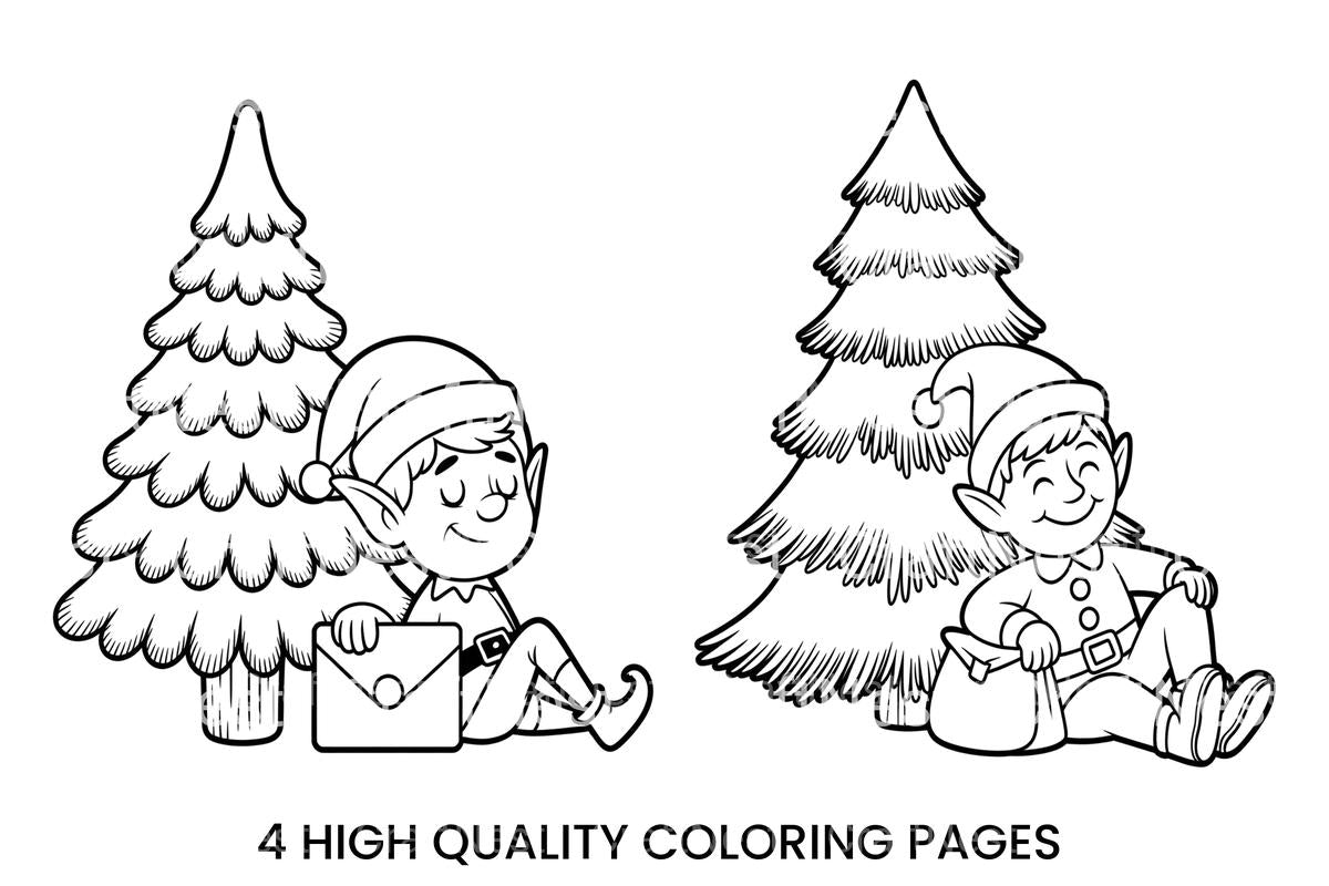 Christmas Elf with Tree Coloring Books