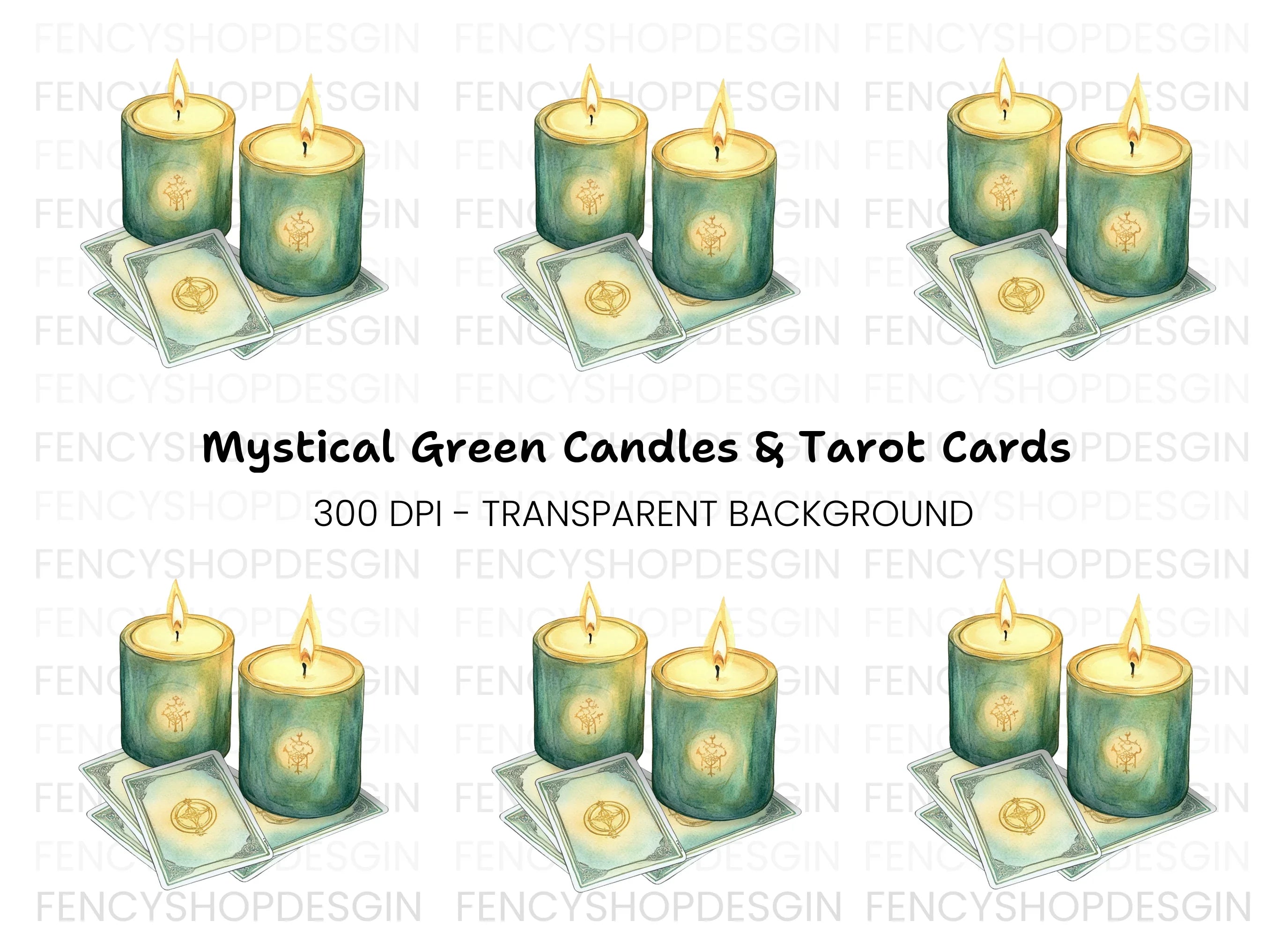 Mystical Candles Tarot Cards Clipart Bundle