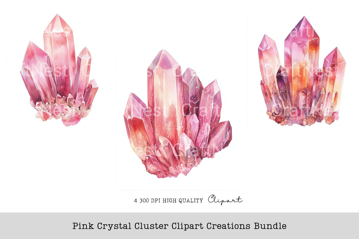 Pink Crystal Cluster Creations Clipart Bundle