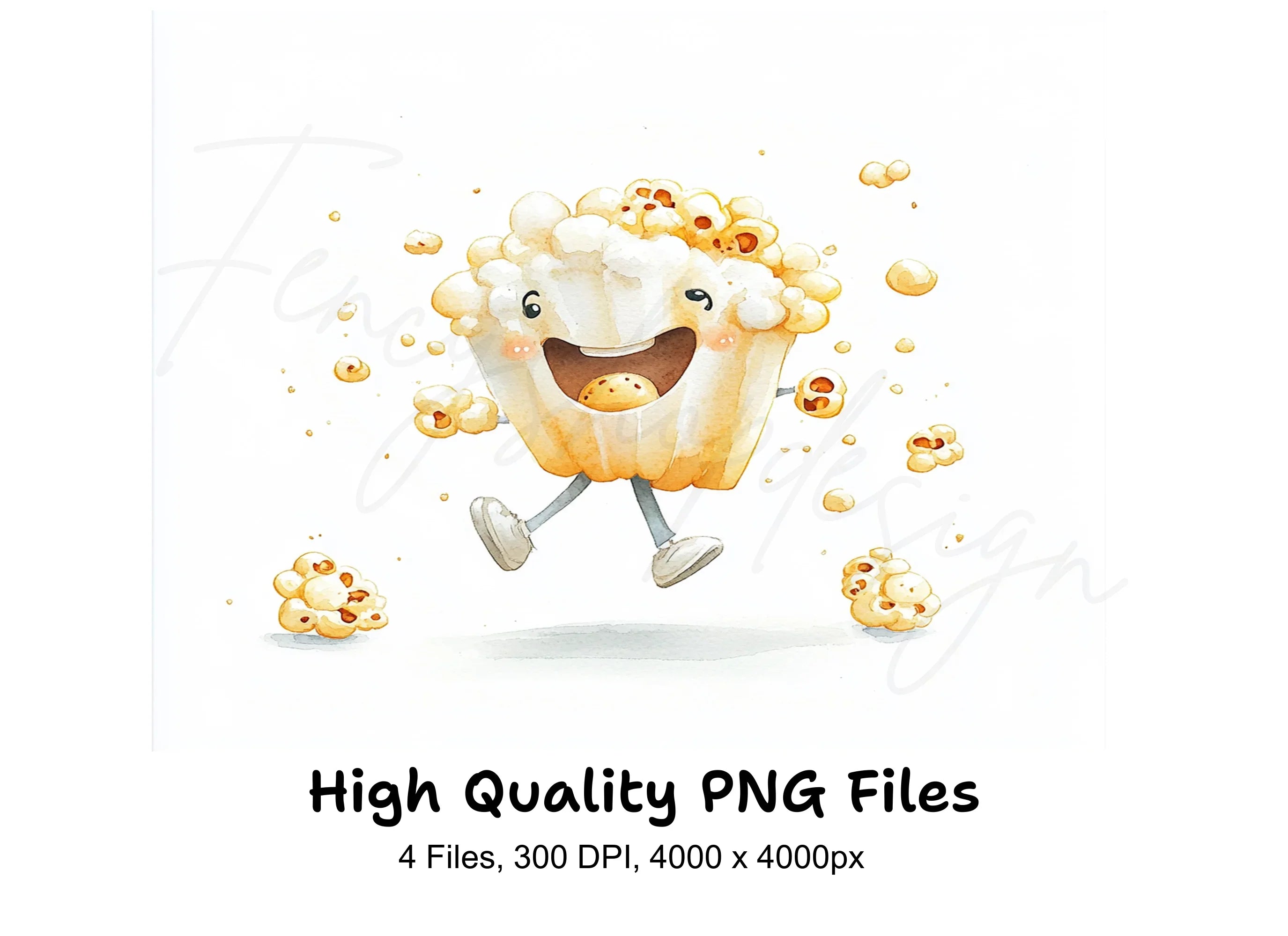 Happy Popcorn Characters Clipart Bundle