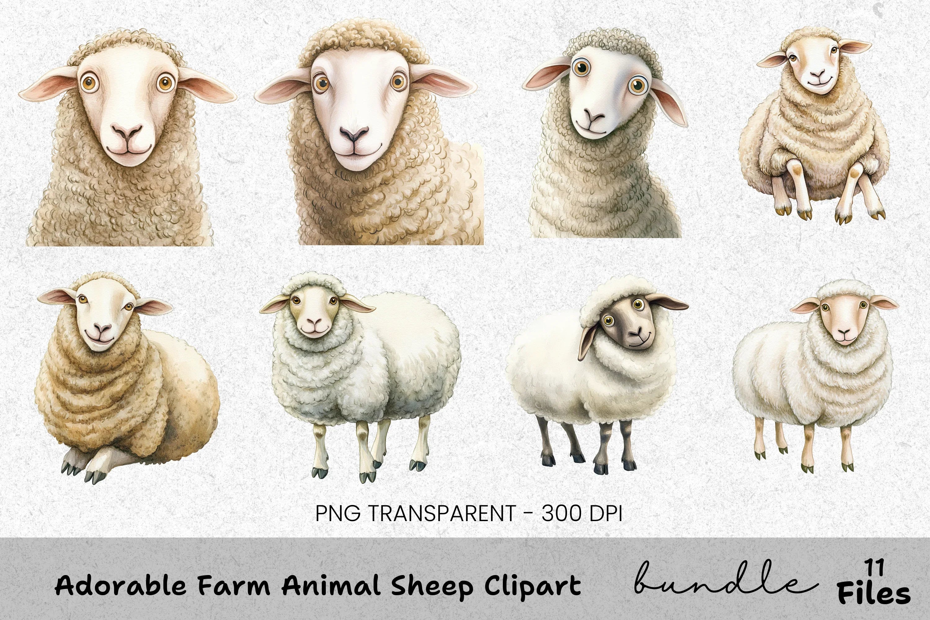 Adorable Farm Animal Sheep Clipart Bundle