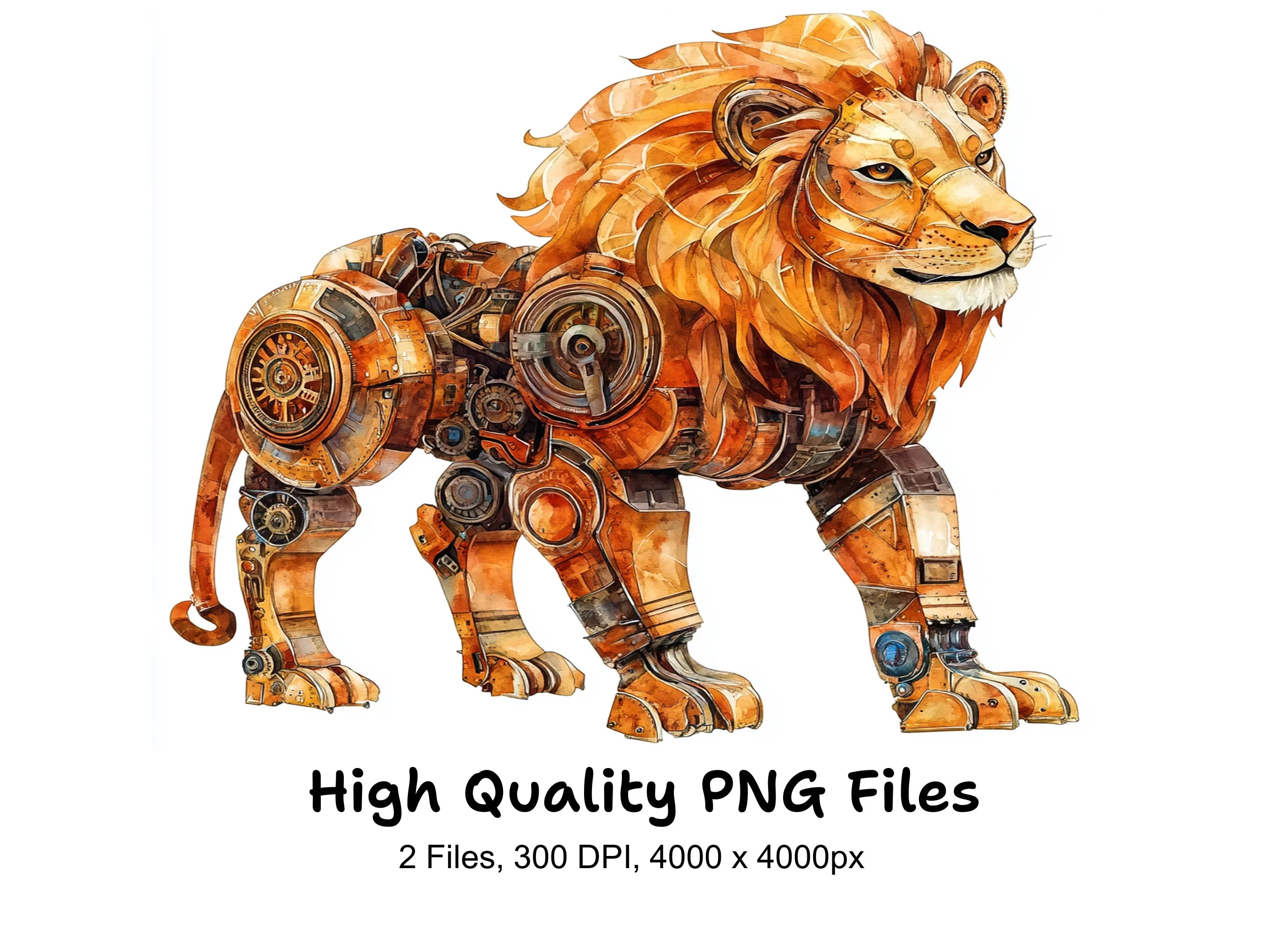 Steampunk Lion Clipart Bundle