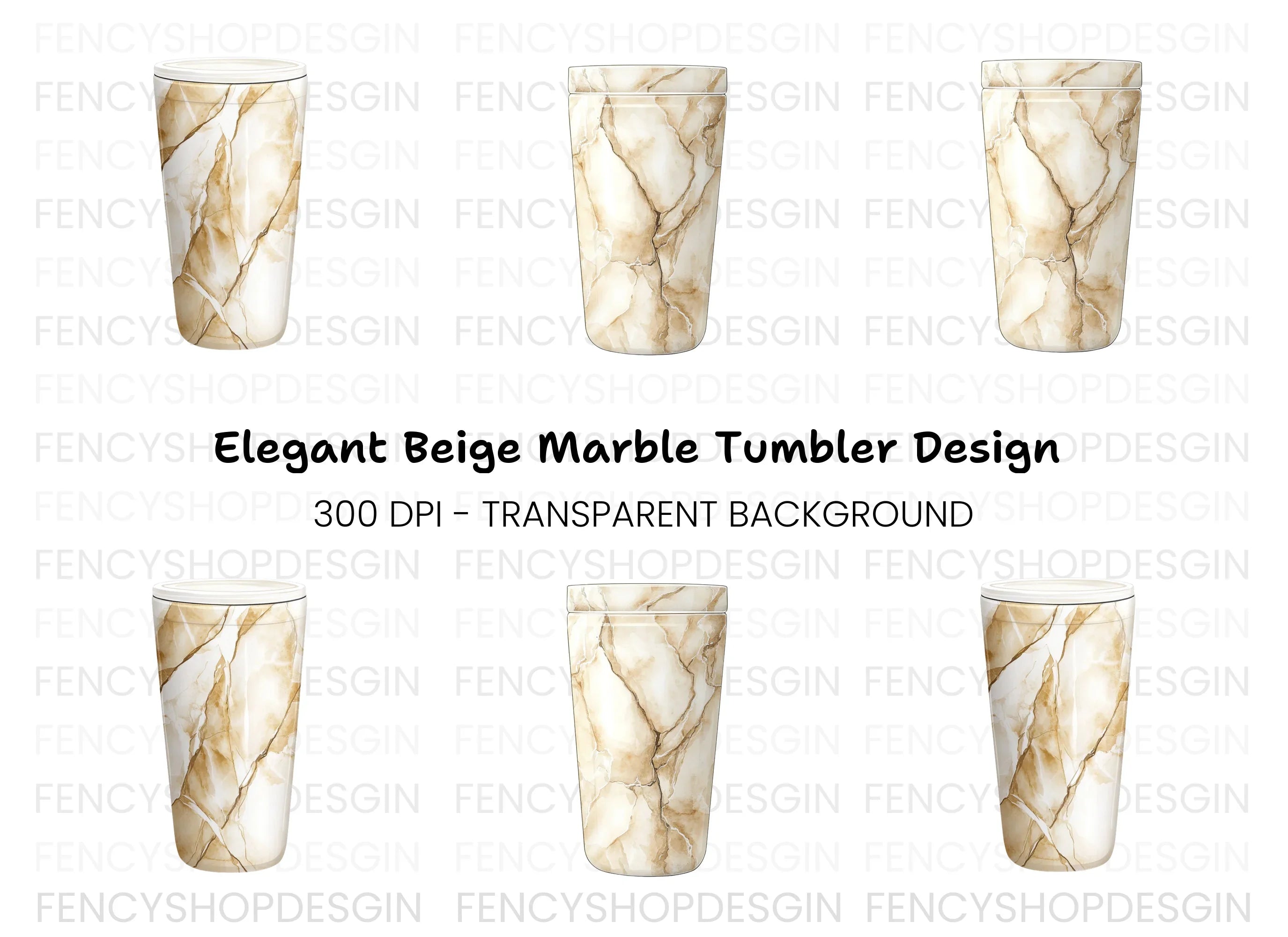 Elegant Brown Marble Tumbler Clipart Bundle