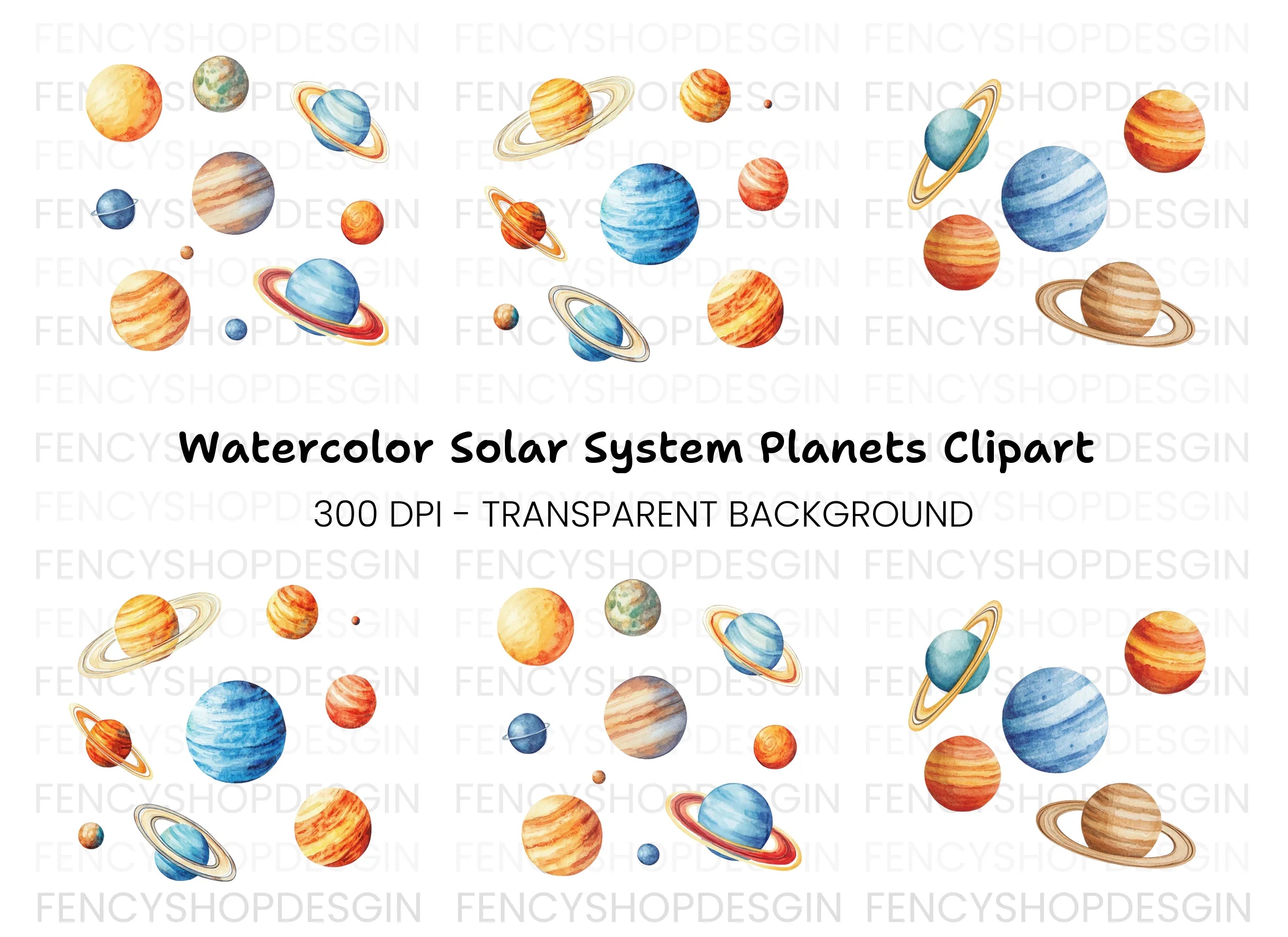 Vibrant Planets Clipart Bundle