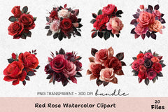 Red Rose Clipart Bundle - CraftNest - Digital Crafting and Art