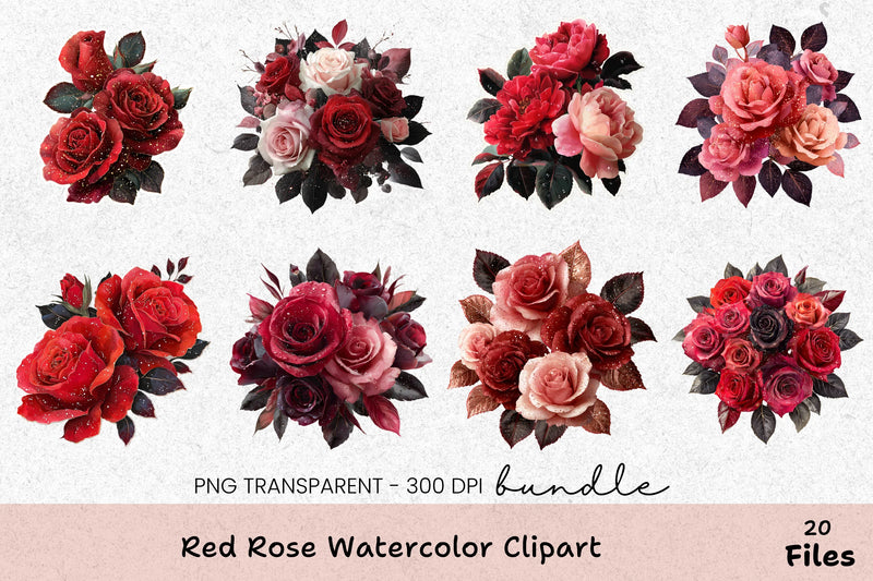 Red Rose Clipart Bundle - CraftNest - Digital Crafting and Art
