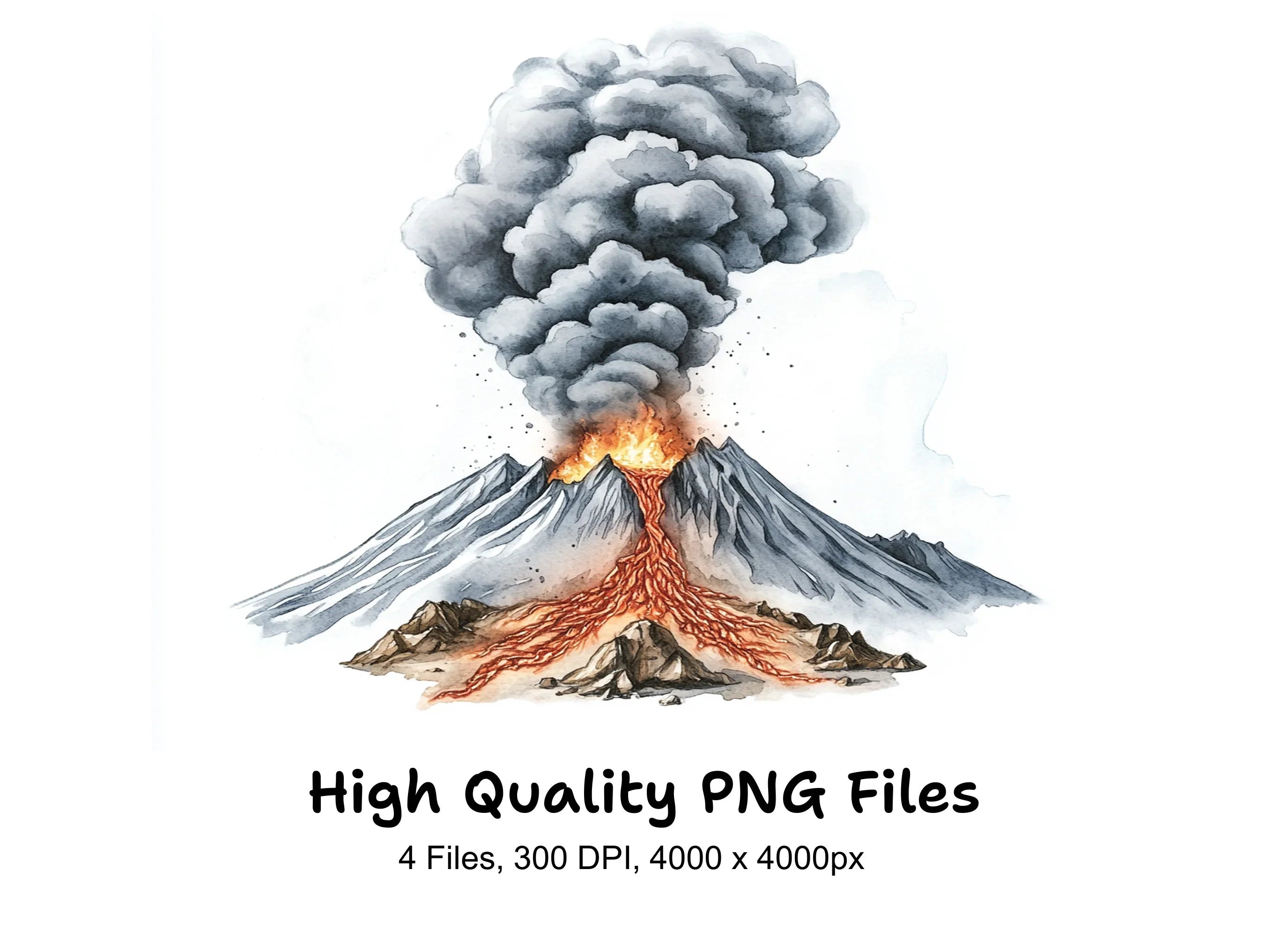 Lava Flow Volcano Clipart Bundle