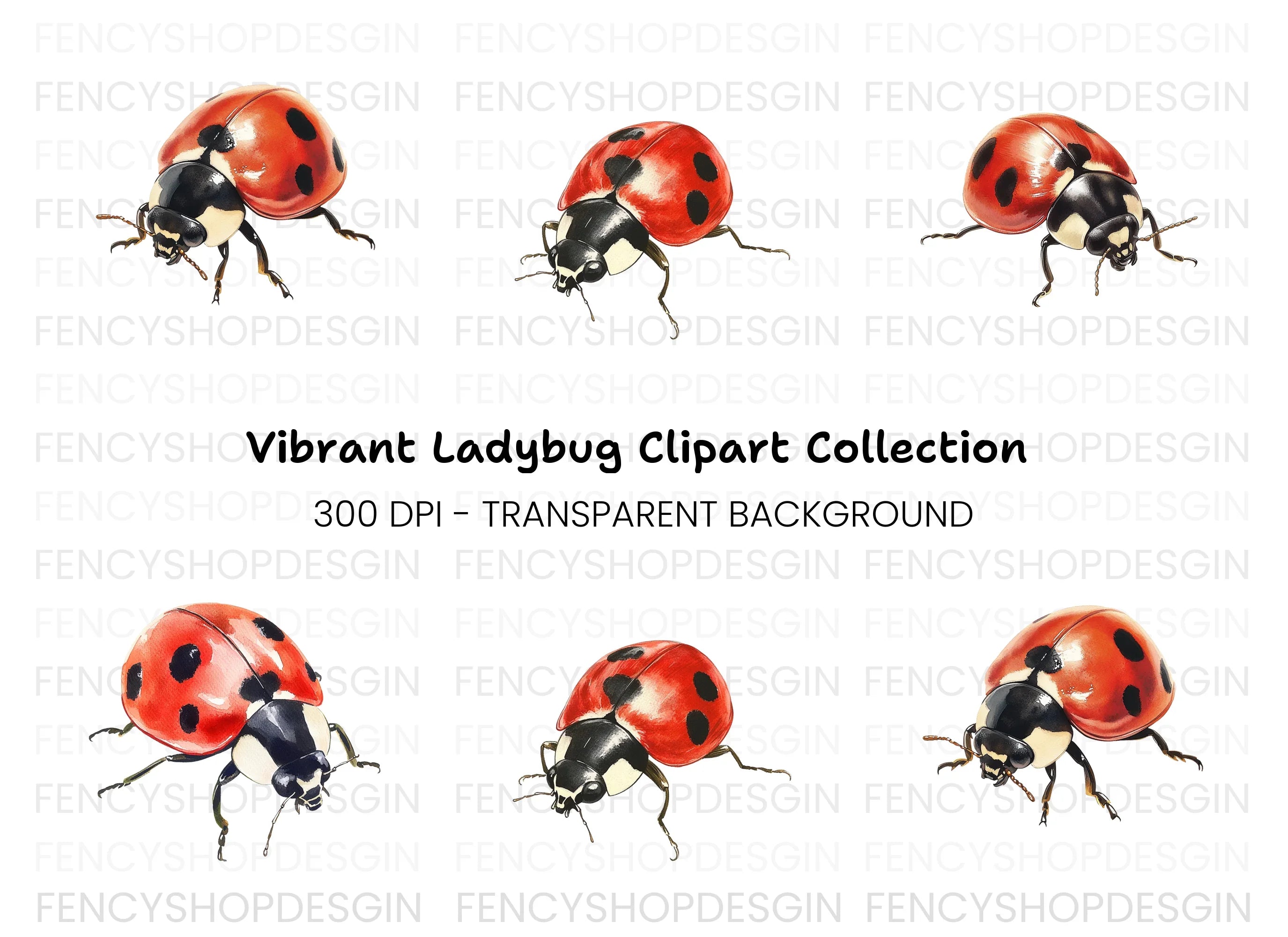 Realistic Ladybug Clipart Bundle