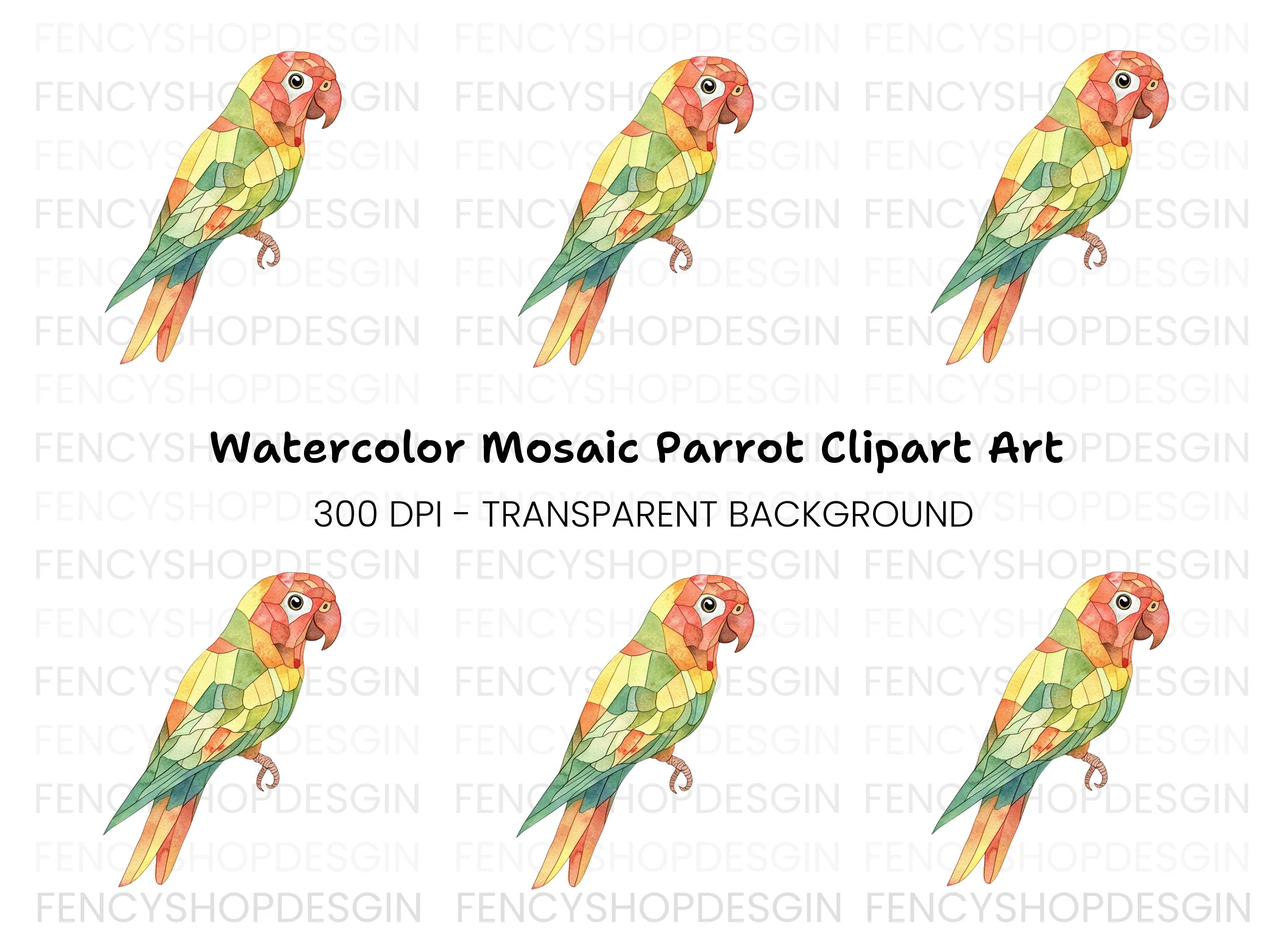 Geometric Parrot Clipart Bundle
