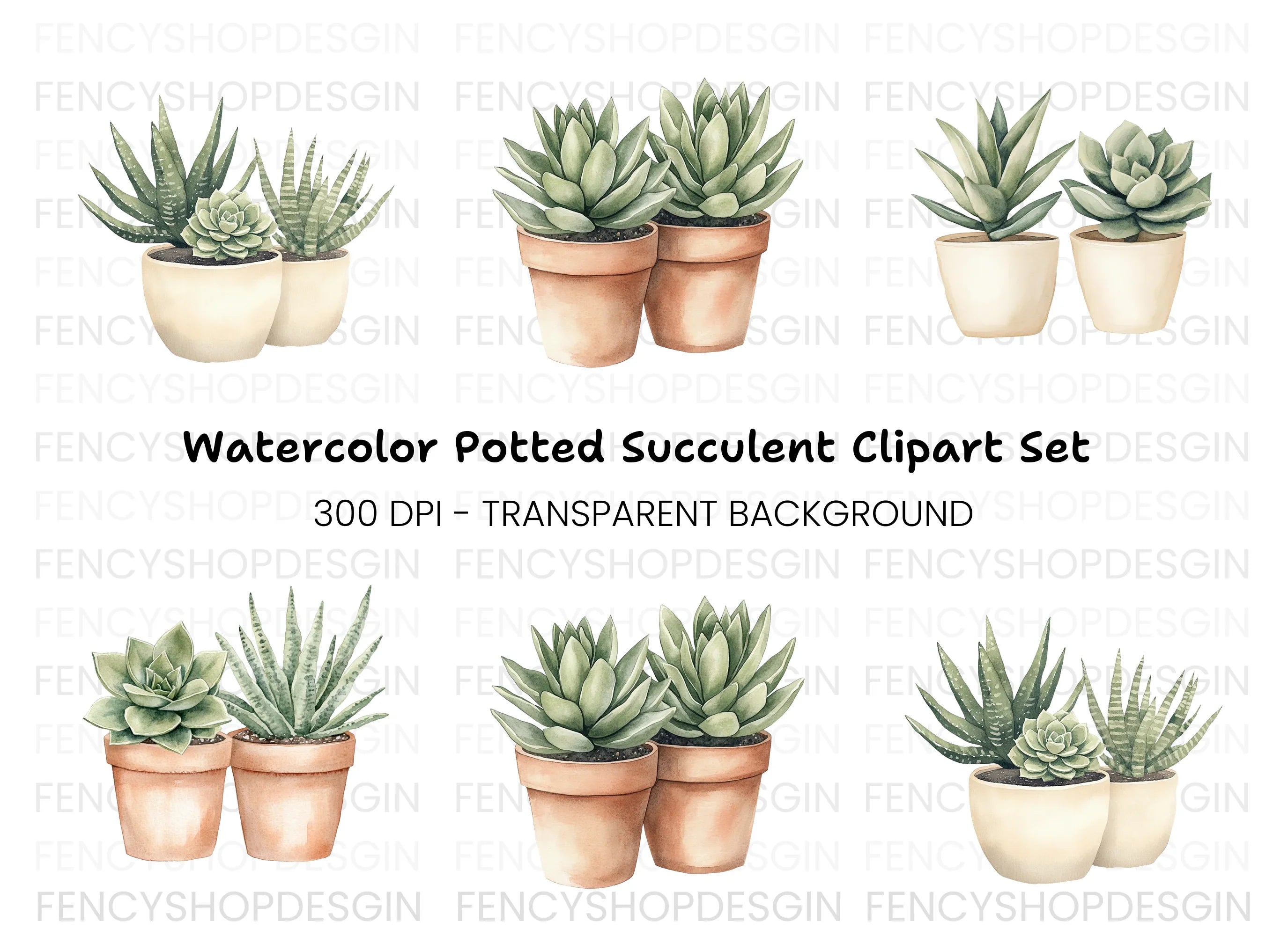 Succulent Plants Clipart Bundle