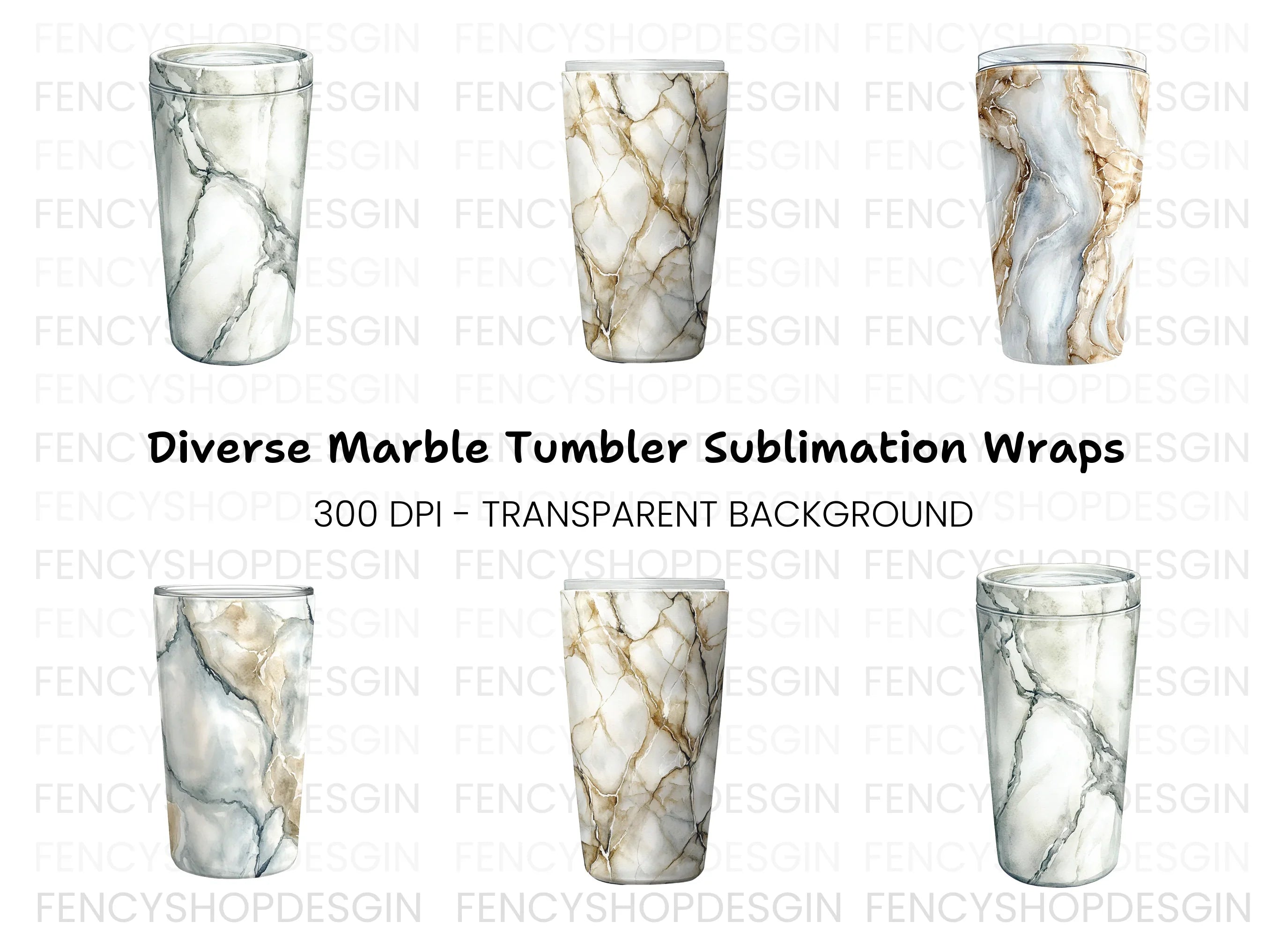 Marble Tumbler Clipart Bundle