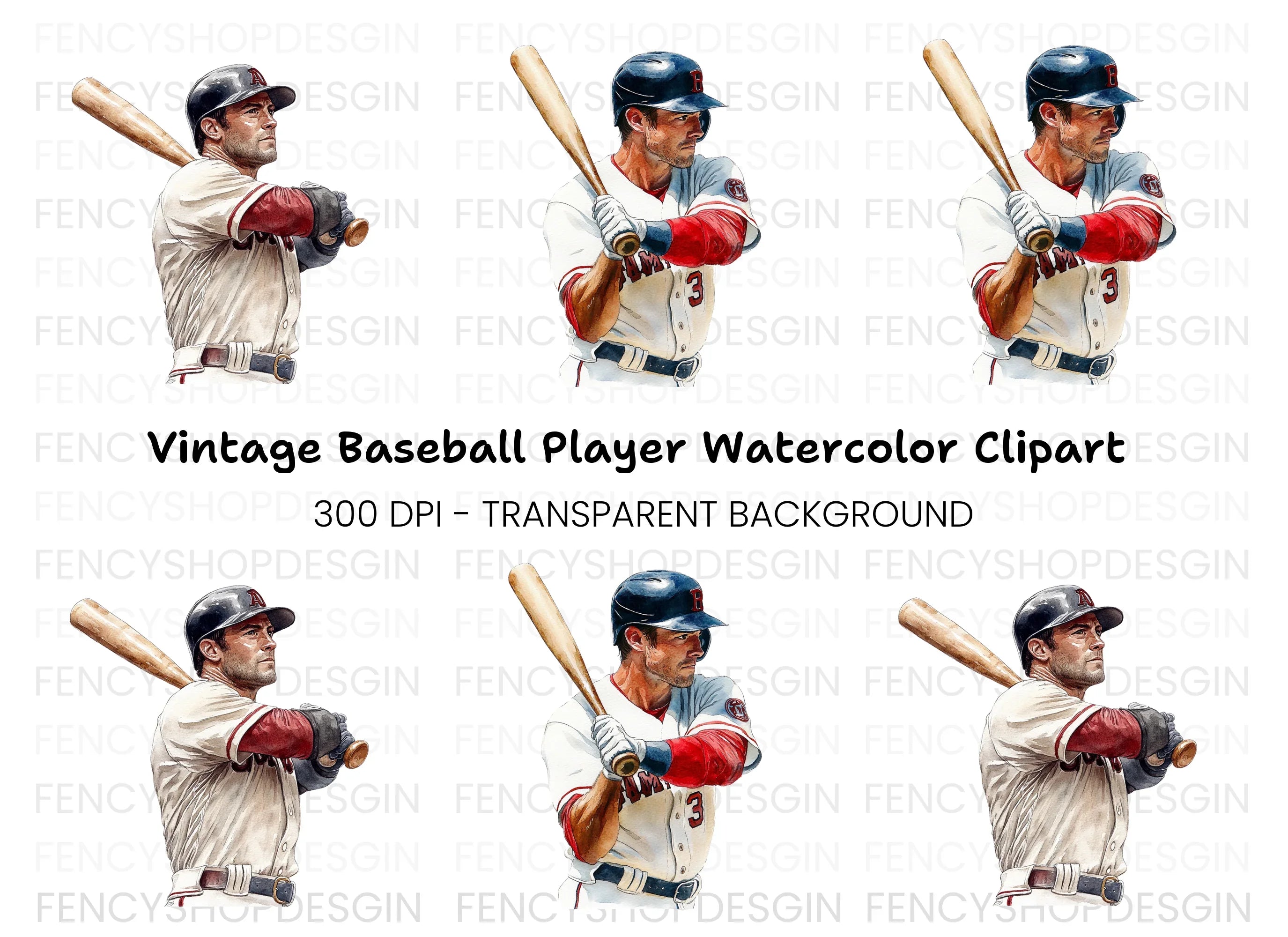 Baseball Players Clipart Bundle