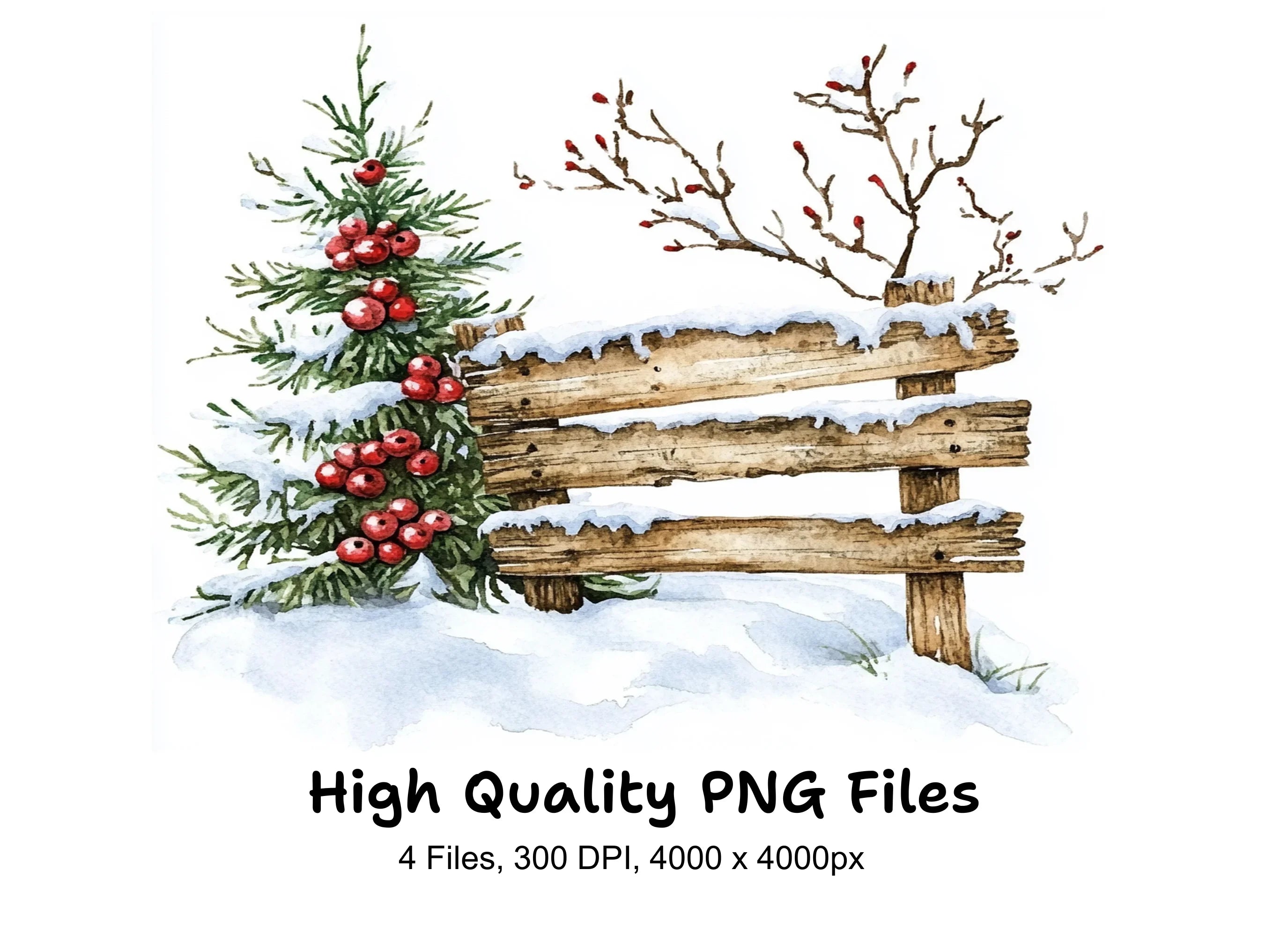 Christmas Wooden Sign Clipart Bundle