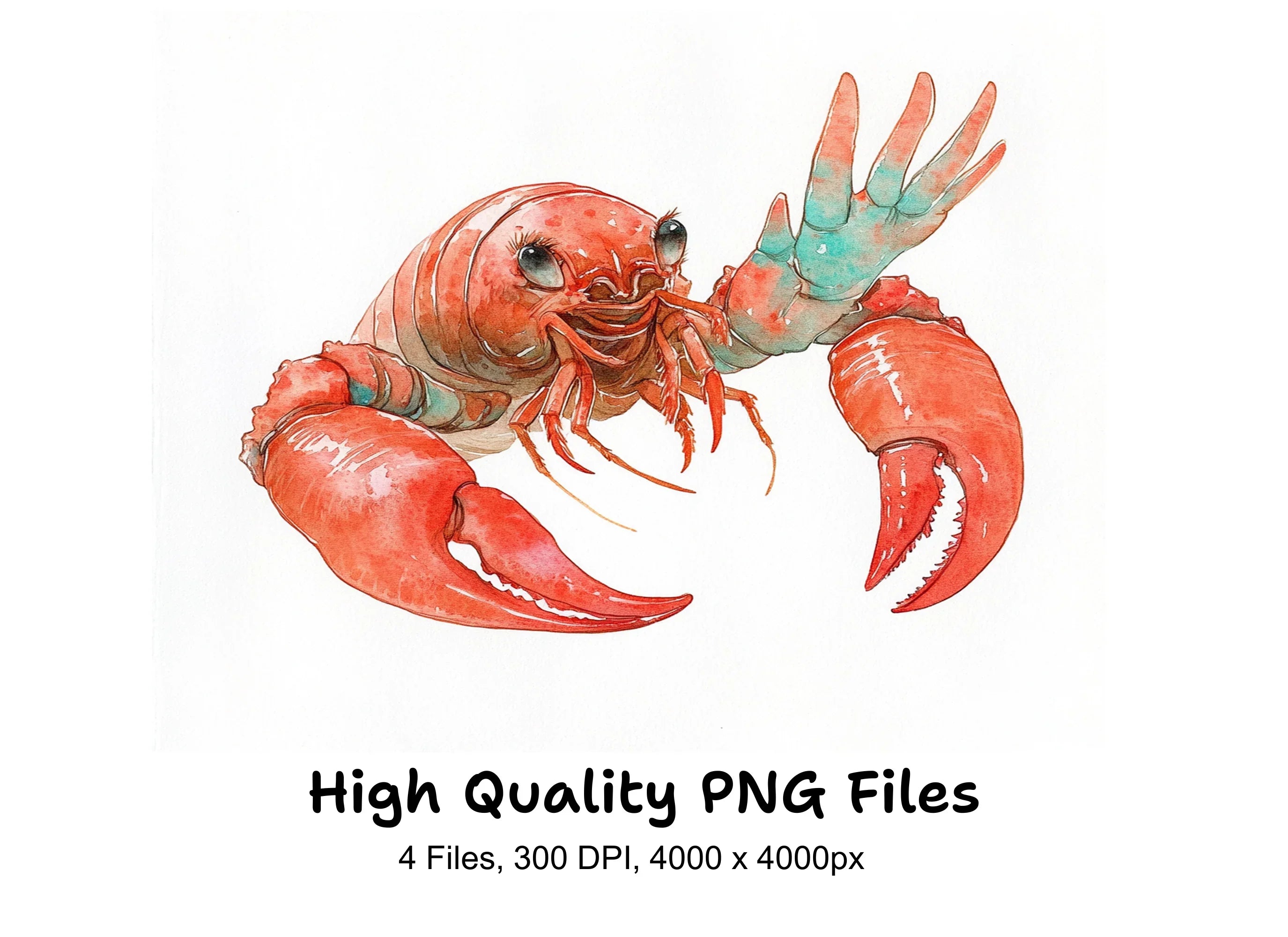Realistic Red Crawfish Clipart Bundle