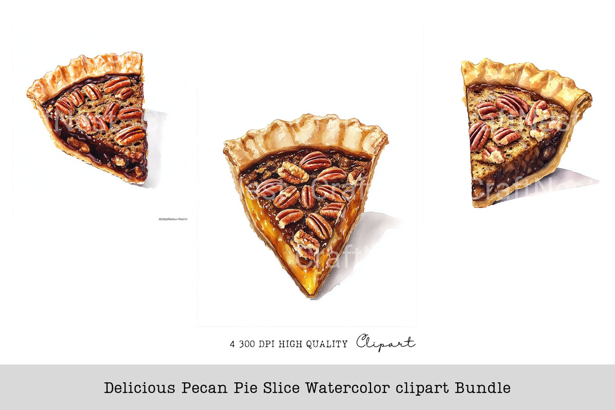 Delicious Pecan Pie Slice Clipart Bundle