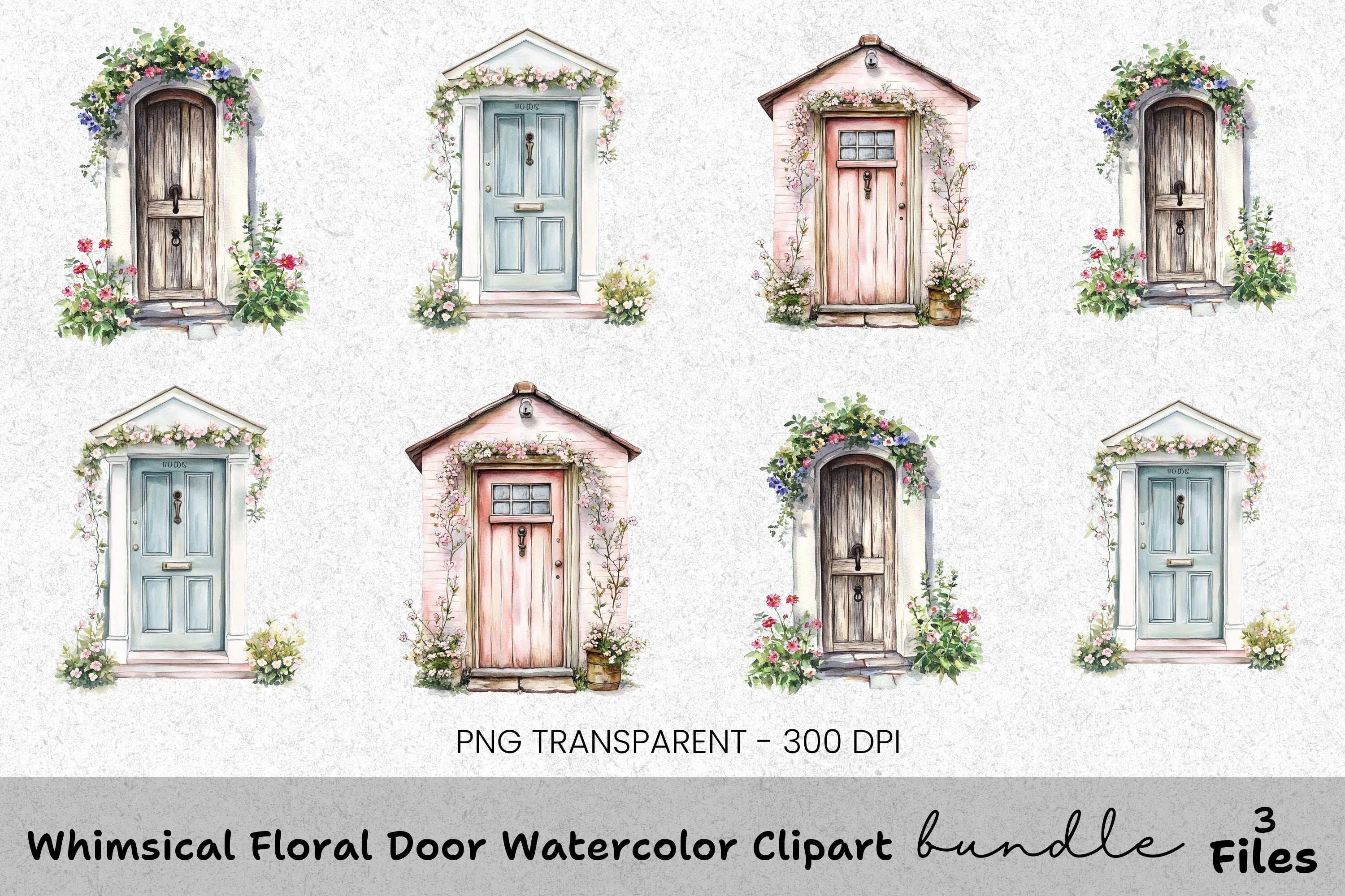 Whimsical Floral Door Clipart Bundle