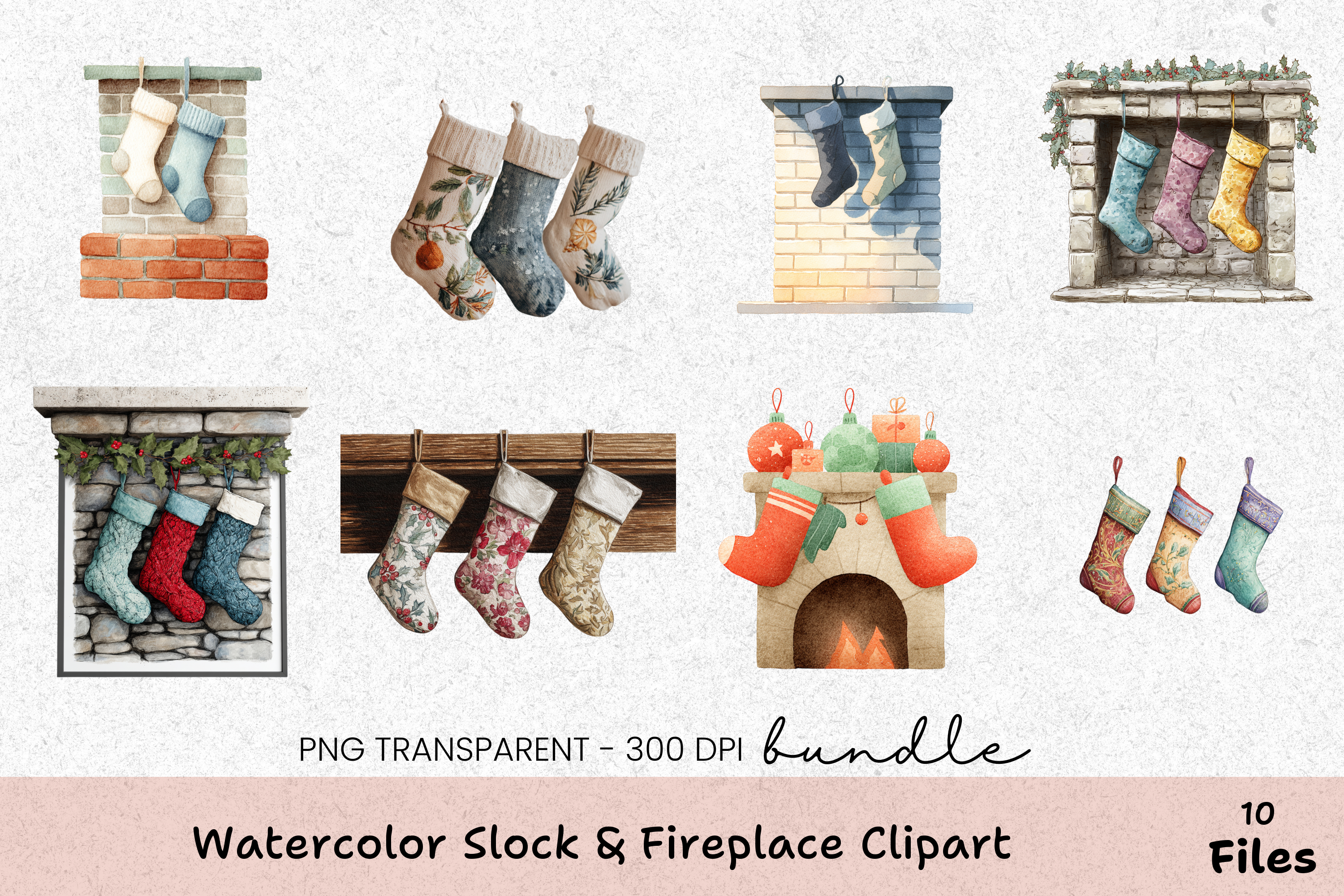 Slock & Fireplace Clipart Bundle