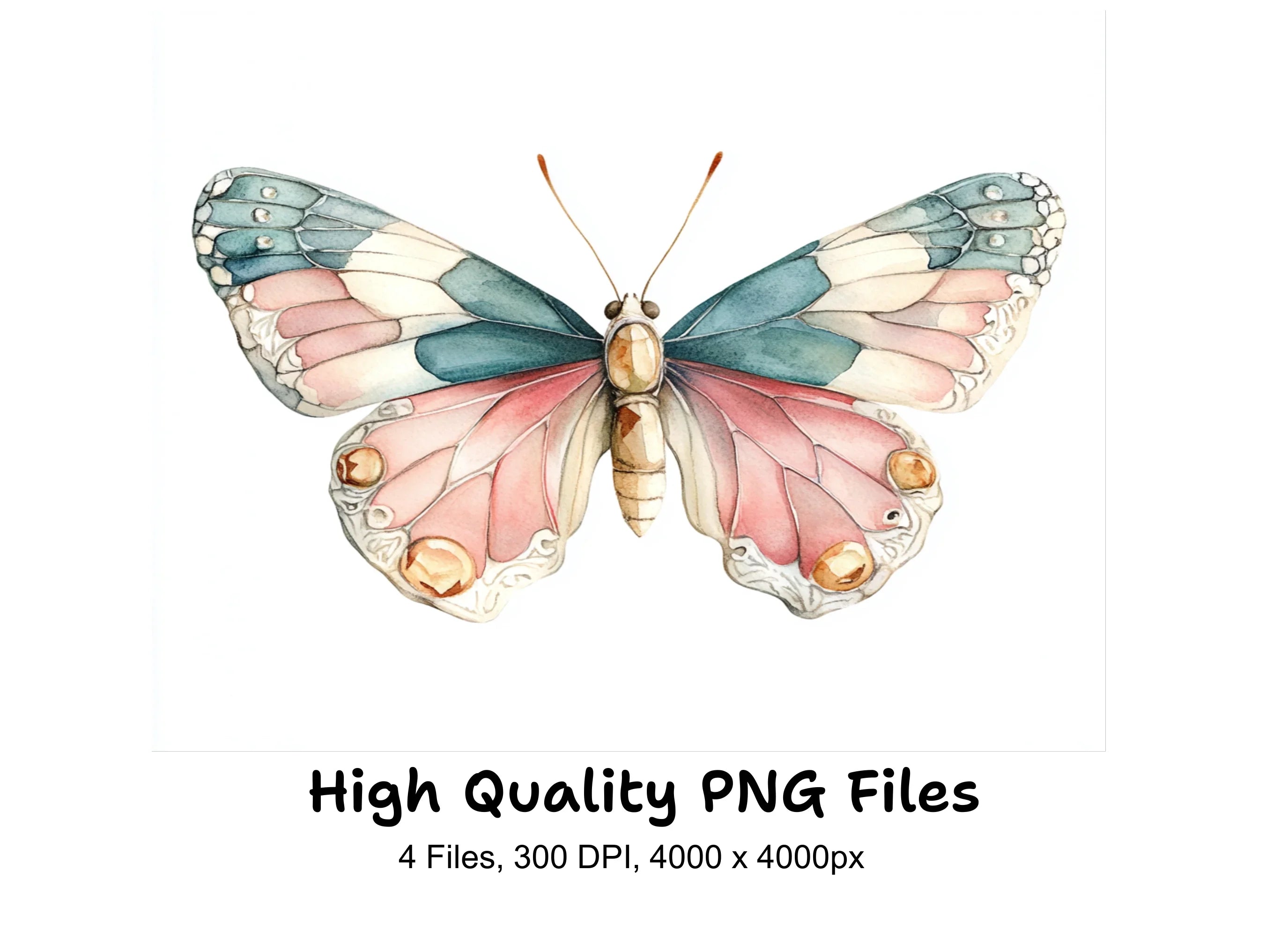 Vintage Stained Glass Butterfly Clipart Bundle